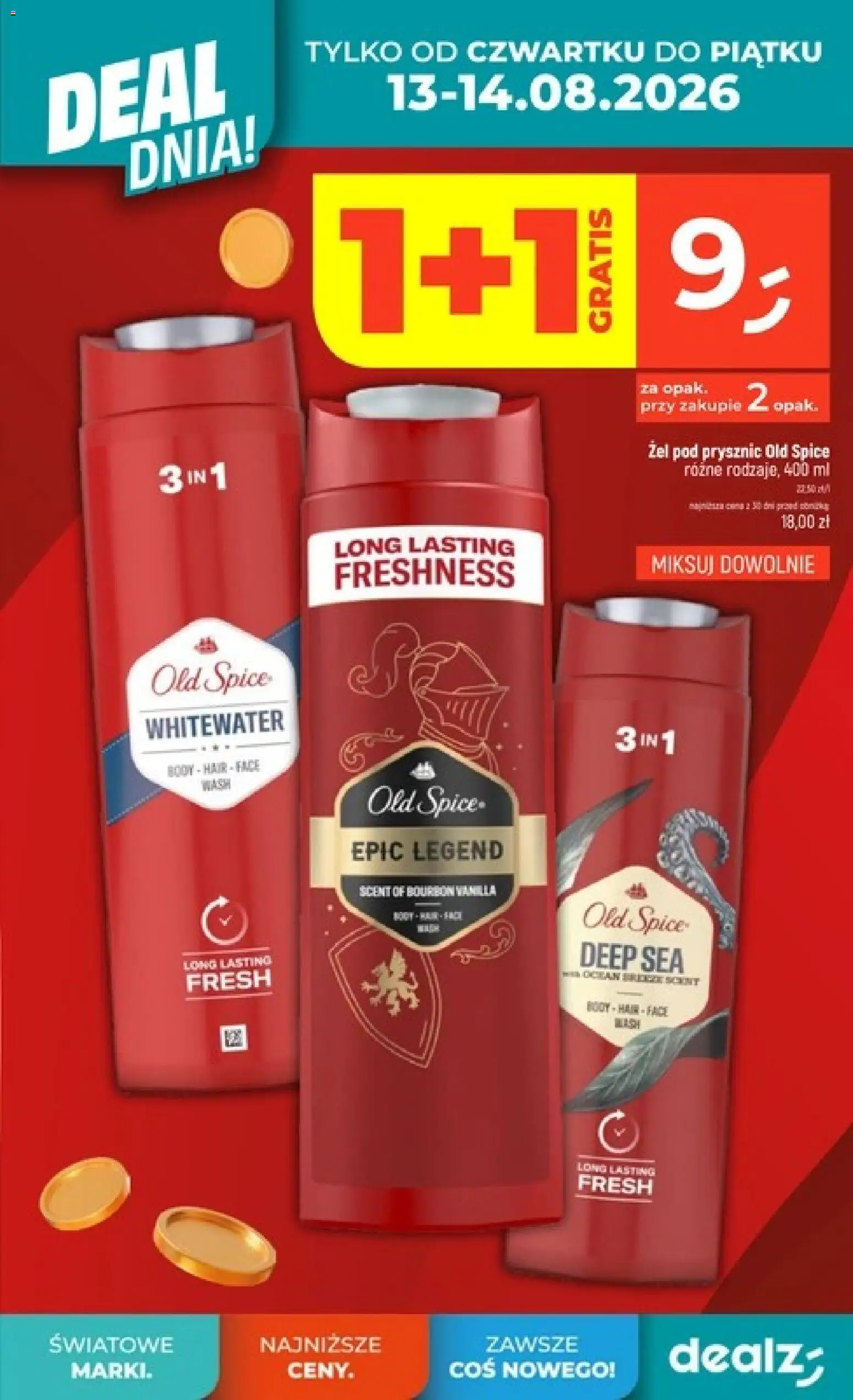 Dealz gazetka od 13.08.2026 | Strona: 3 | Produkty: Bourbon, Prysznic, Żel pod prysznic, Old spice