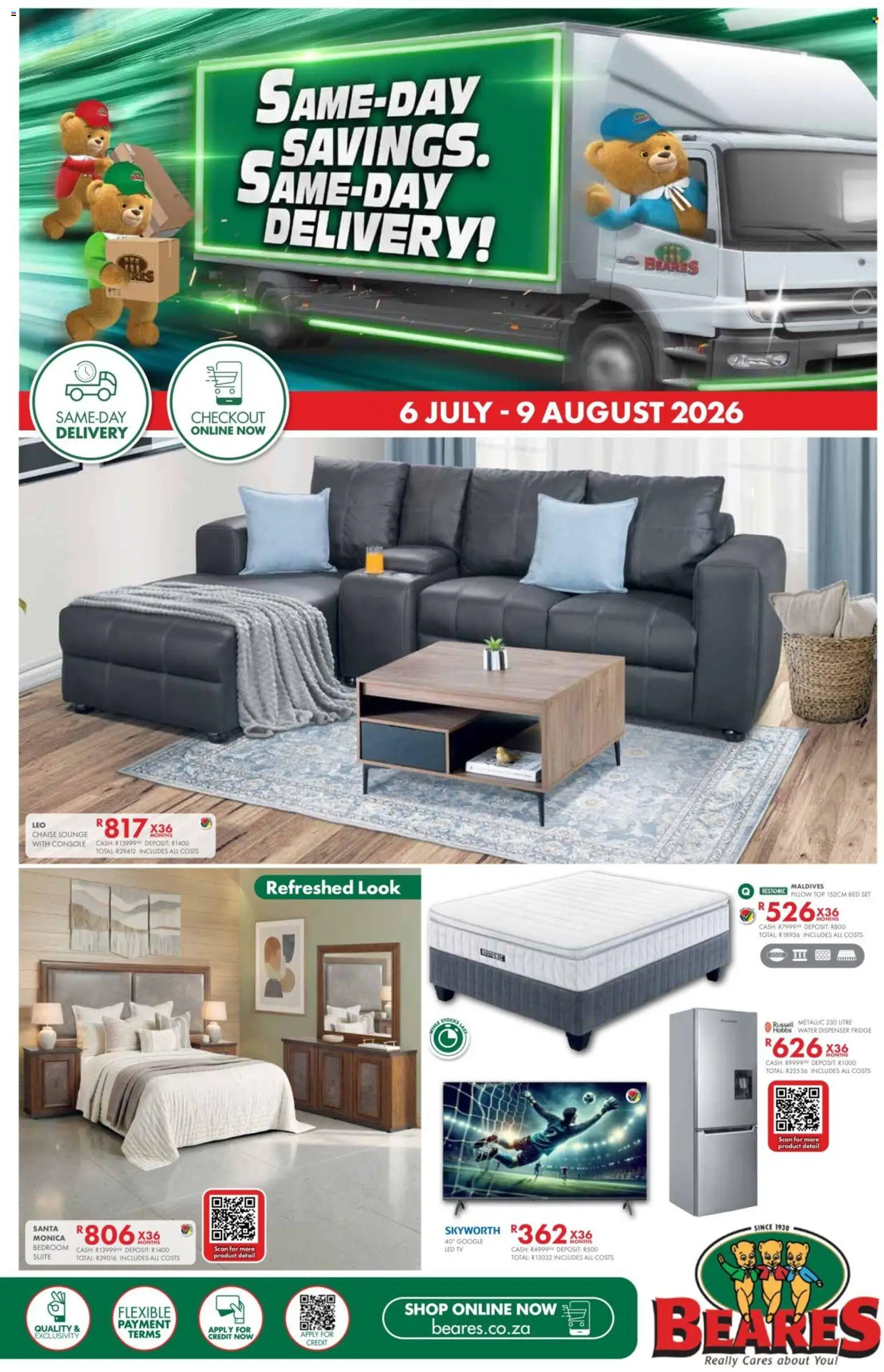 New Beares catalogue – valid from 06/07/2026 | Page: 1 | Products: Bed, TV, Chaise, Stock