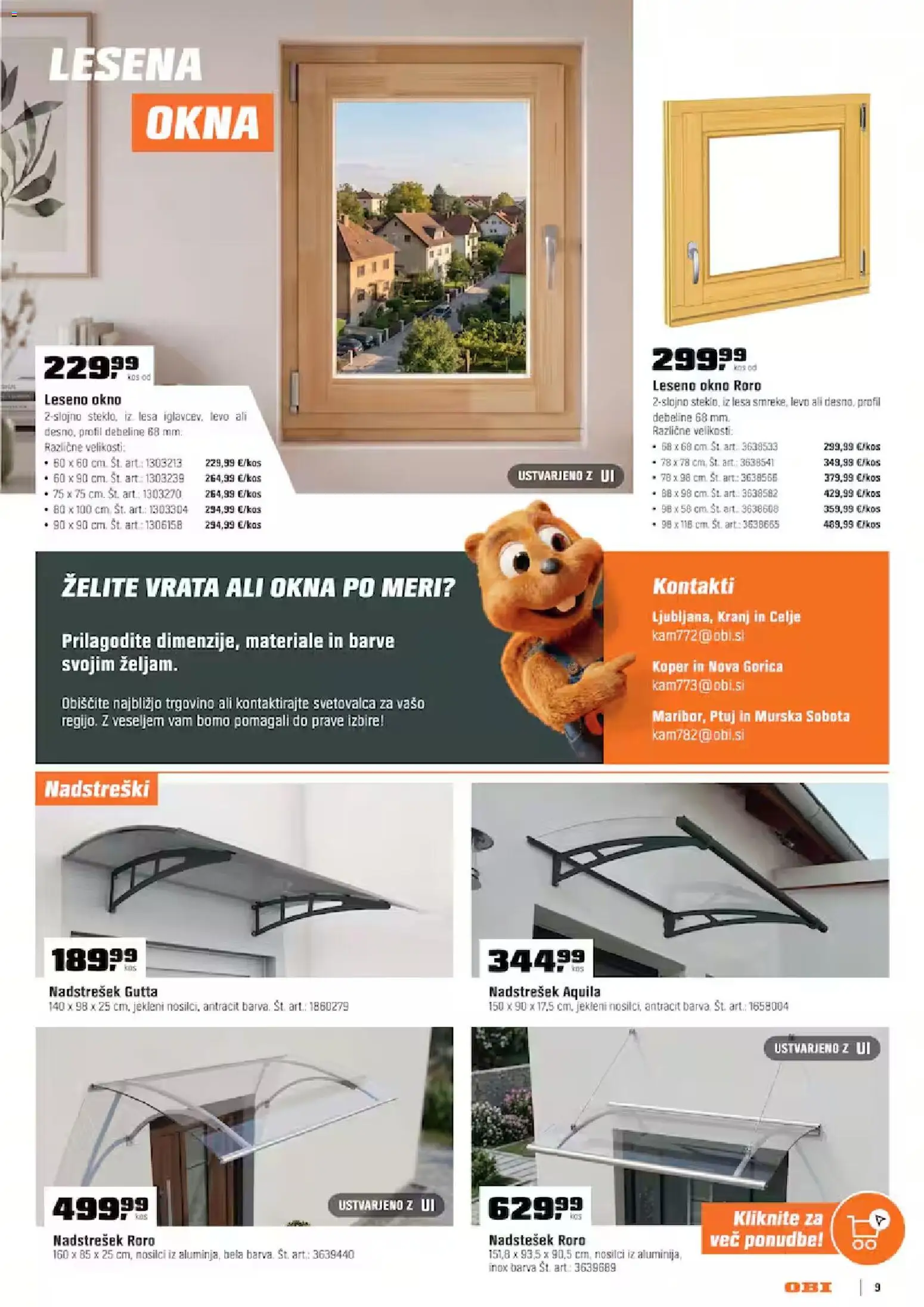 Novi OBI katalog ponudbe – veljaven od 01.09.2026 | Stran: 9 | Izdelki: Kos, Okno, Nosilci, Barva