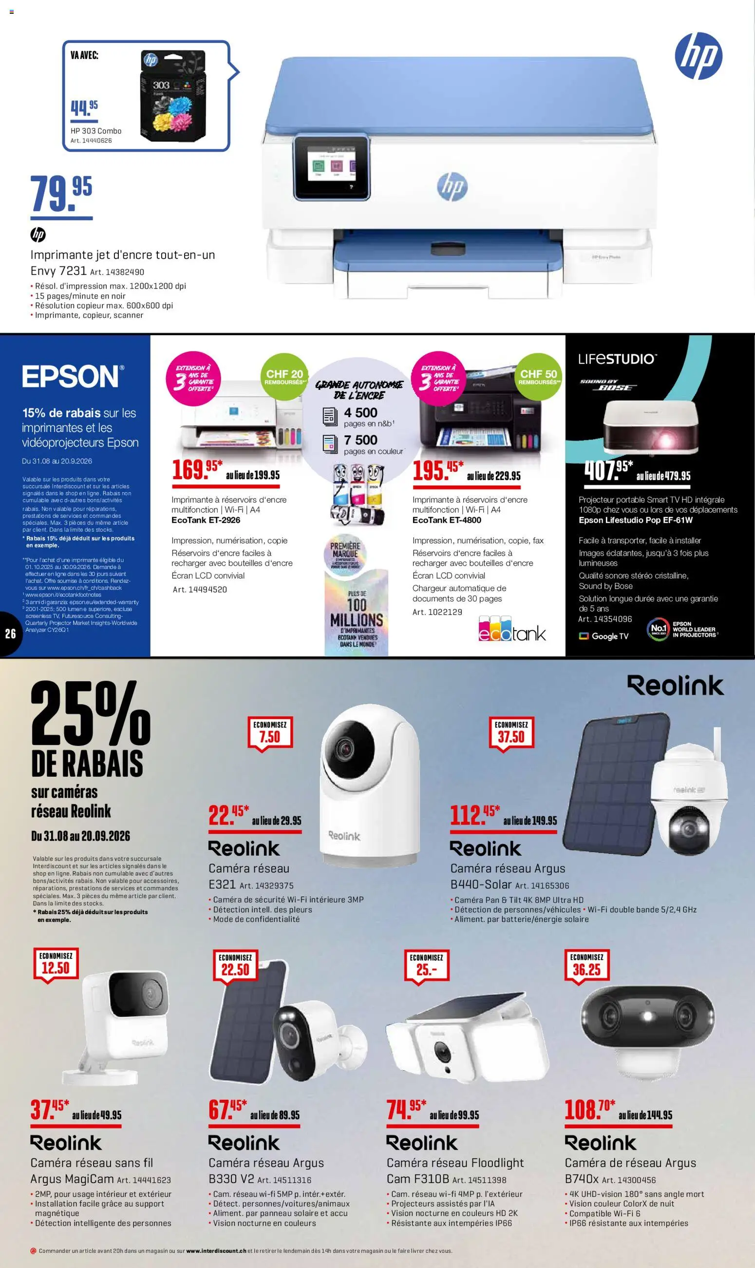 Interdiscount aktionen Offres – gültig ab 07.09.2026 | Seite: 26 | Produkte: TV, HP, Epson