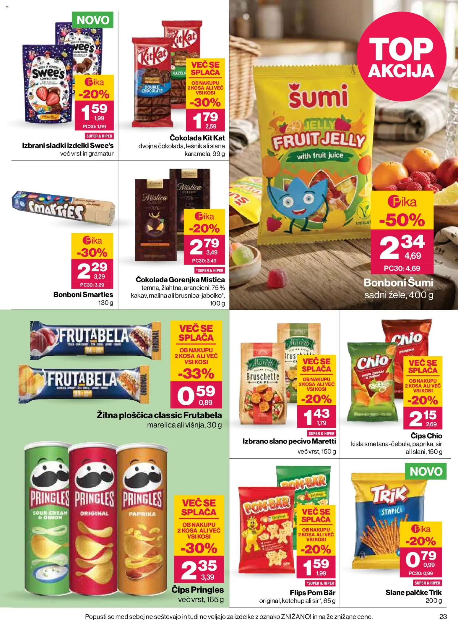 Novi Mercator katalog ponudbe – veljaven od 22.10.2026 | Stran: 23 | Izdelki: Slane palčke, Flips, Cokolada, Cips