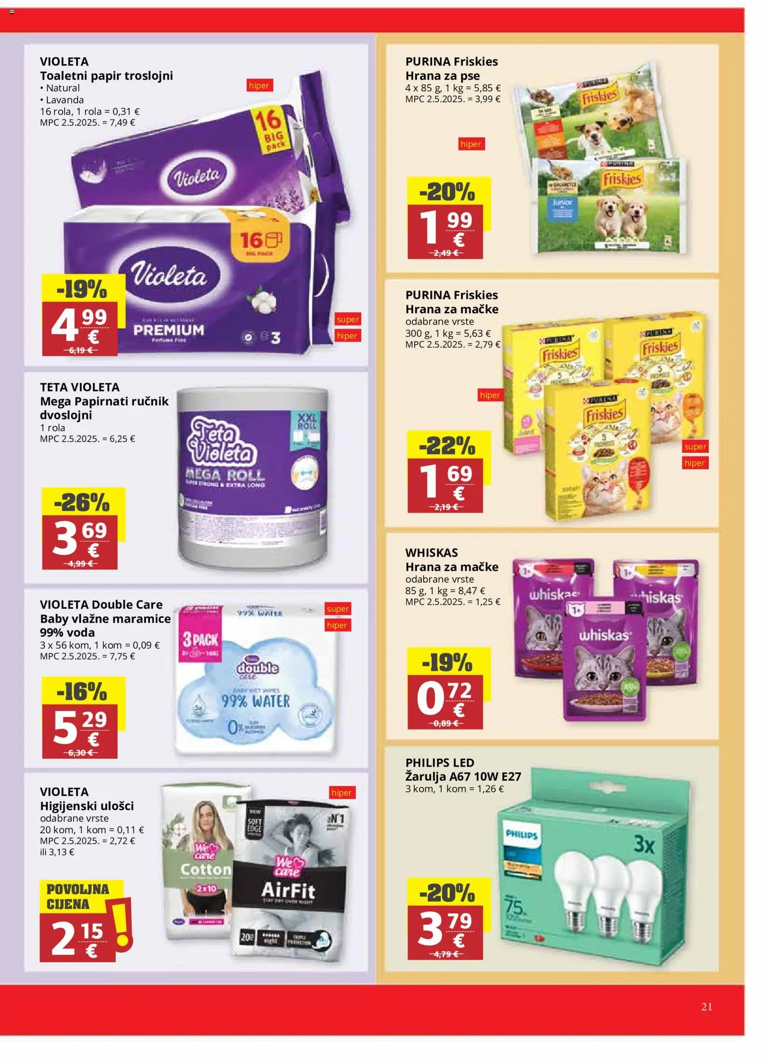Ribola katalog | vrijedi od 08.07.2026 | Stranica: 21 | Proizvodi: Hrana za pse, Voda, Toaletni papir, Violeta