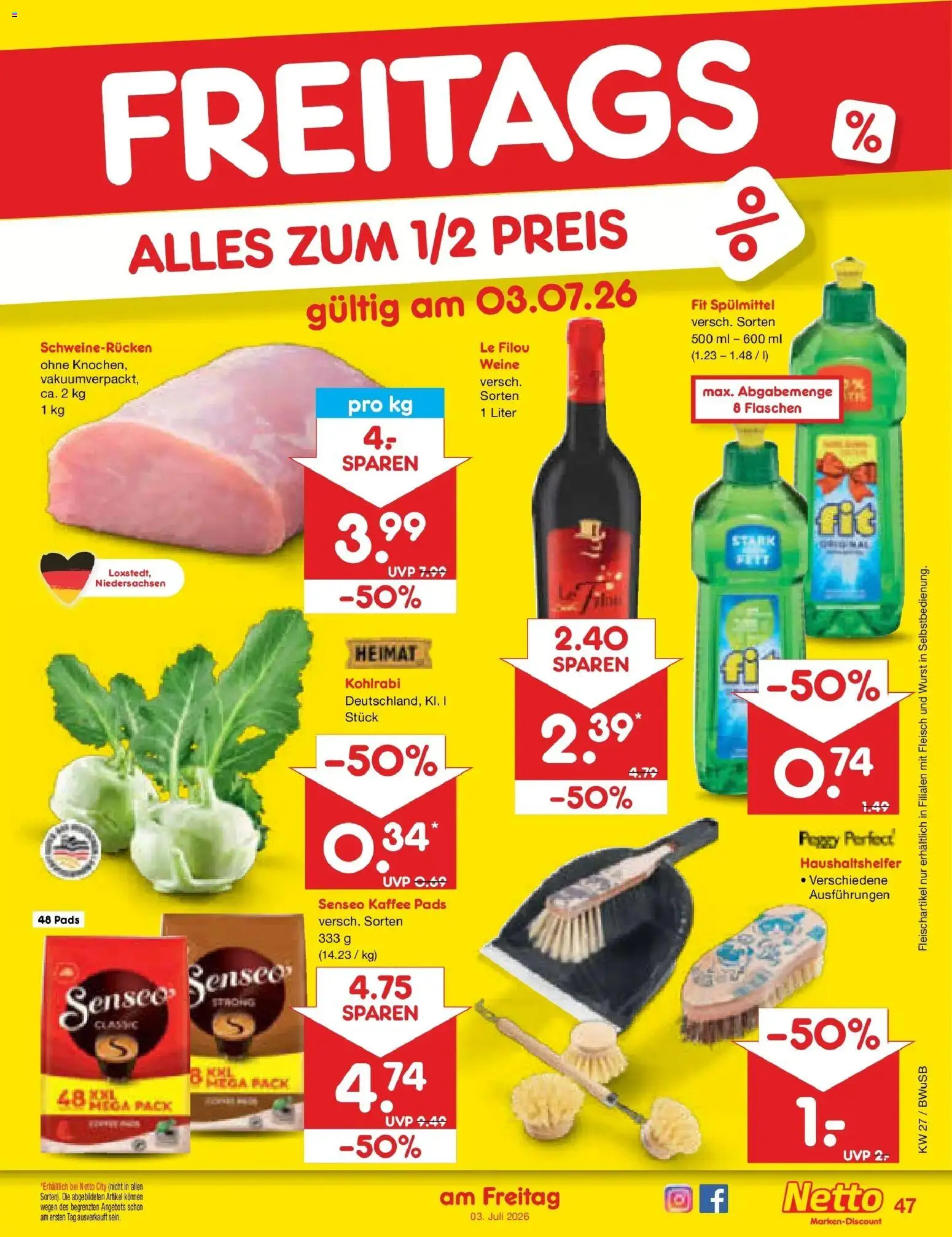 Netto Marken-Discount Prospekt Stemwede-Dielingen – gültig ab 29.06.2026 | Seite: 67 | Produkte: Senseo, Le filou, Kaffee, Kohlrabi