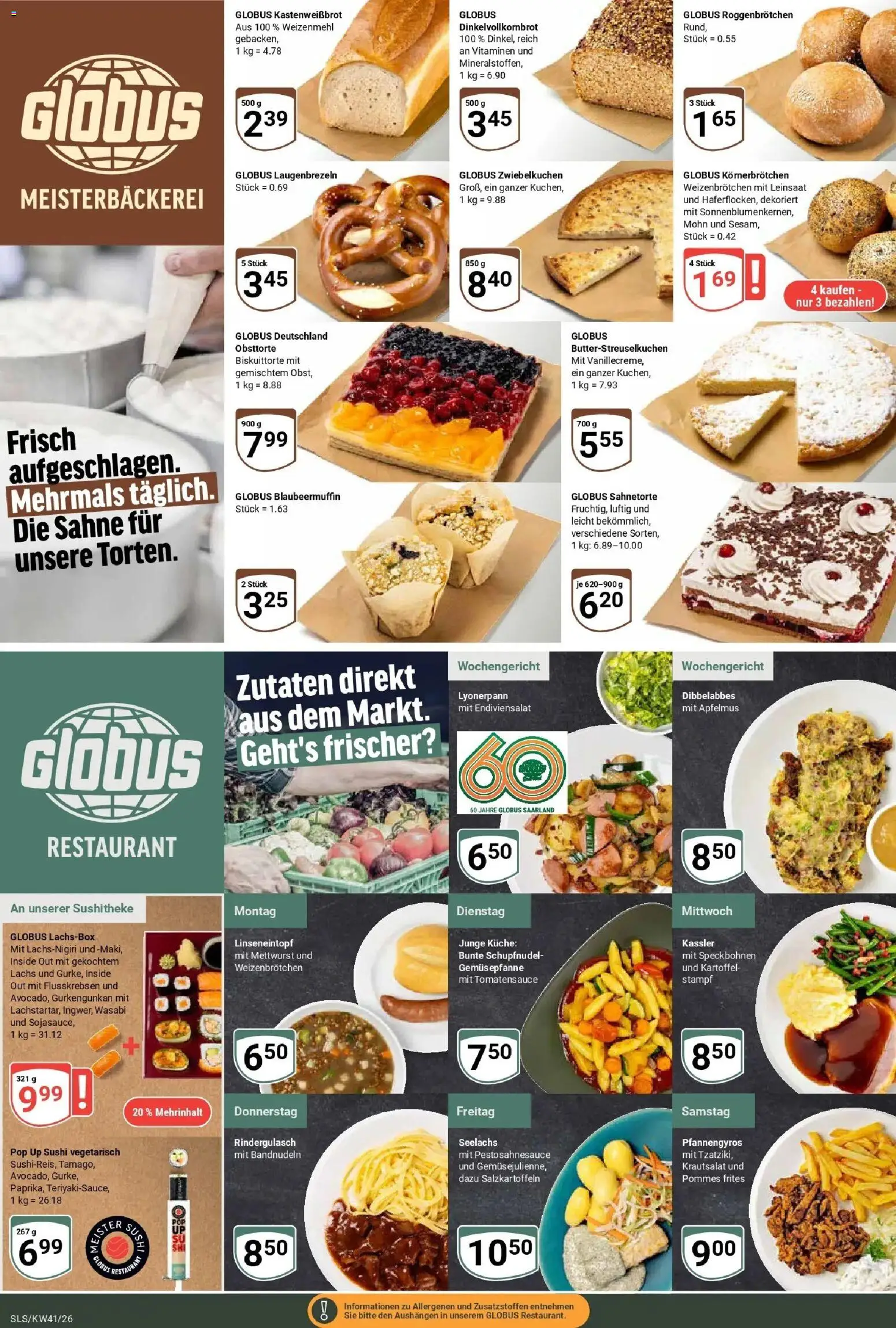 Globus Prospekt Saarlouis (ab 05.10.2026) » Angebote online | Seite: 11 | Produkte: Rindergulasch, Küche, Pommes frites, Lachs