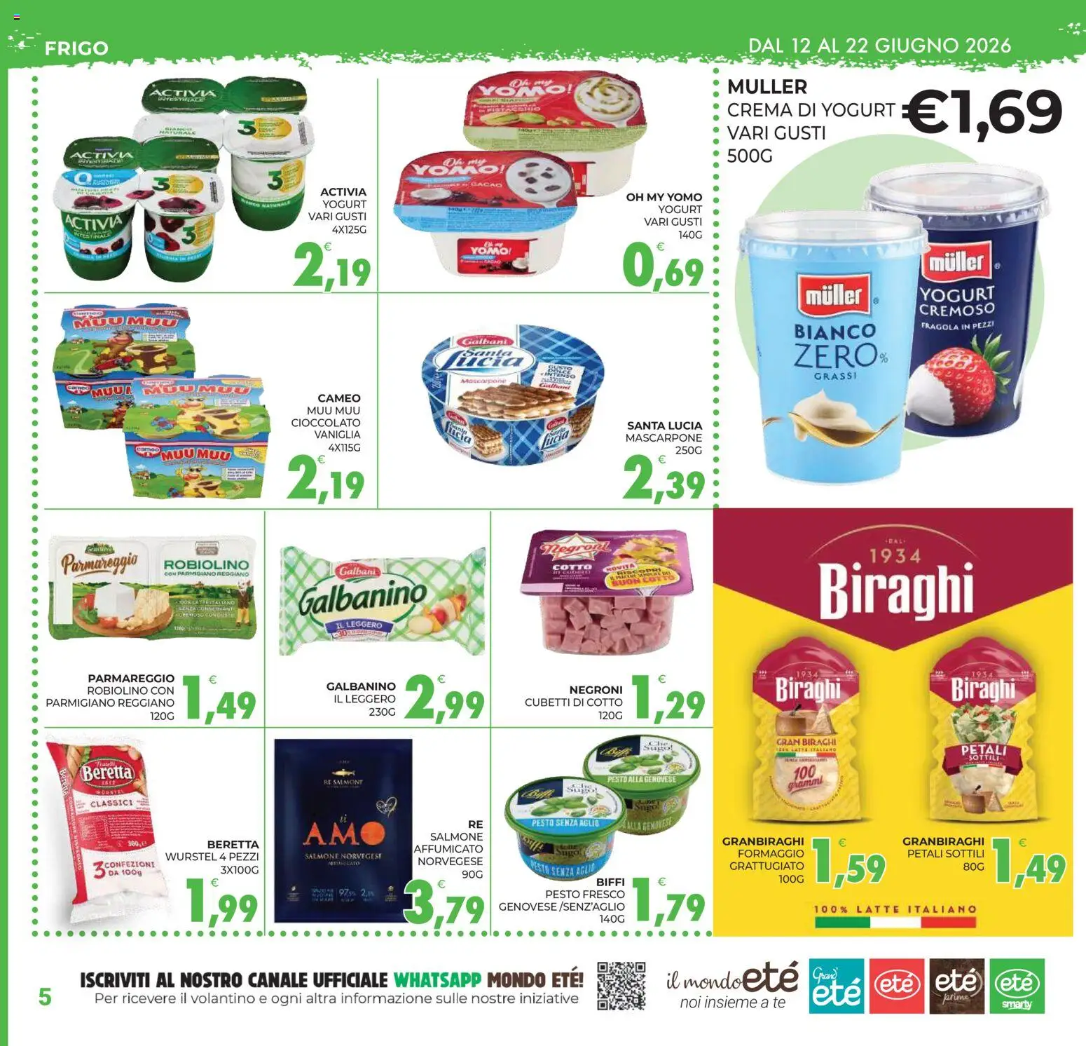 Volantino Eté del 12.06.2026 | Pagina: 5 | Prodotti: Crema, Latte, Cacao, Parmigiano reggiano