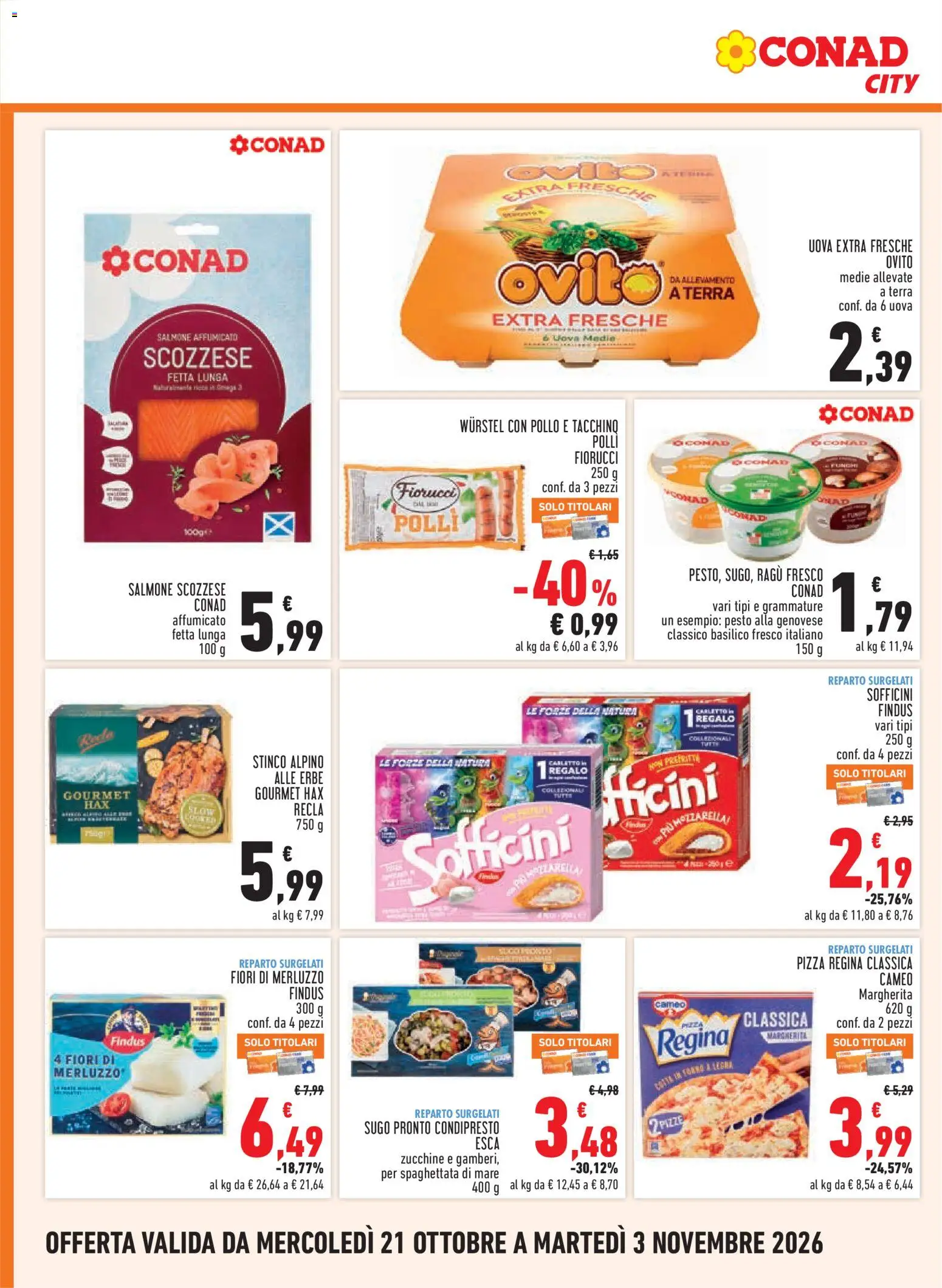 Volantino Conad del 21/10/2026 | Pagina: 10 | Prodotti: Salmone, Basilico, Ragú, Sugo