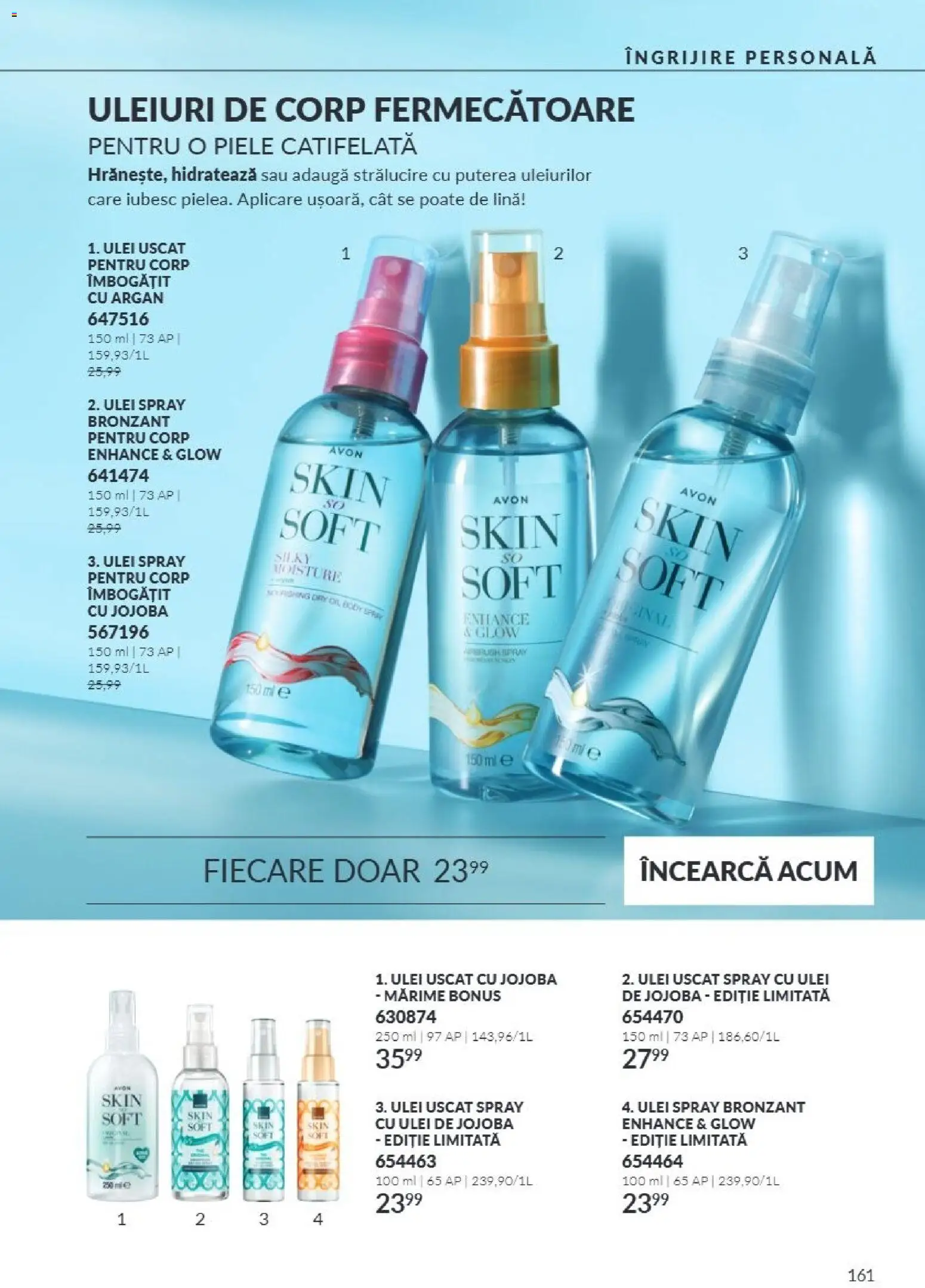 Noul catalog Avon – valabil de la 01.10.2026 | Pagină: 161 | Produse: Body, Ulei