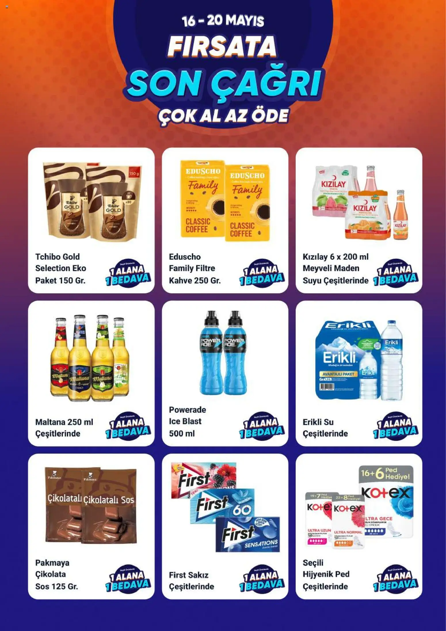 Çağrı Market - Fırsatlara Son Çağrı - 16.05.2026 tarihinden itibaren geçerlidir | Sayfa: 2 | Ürünler: Erik, Hijyenik ped, Kahve, Su