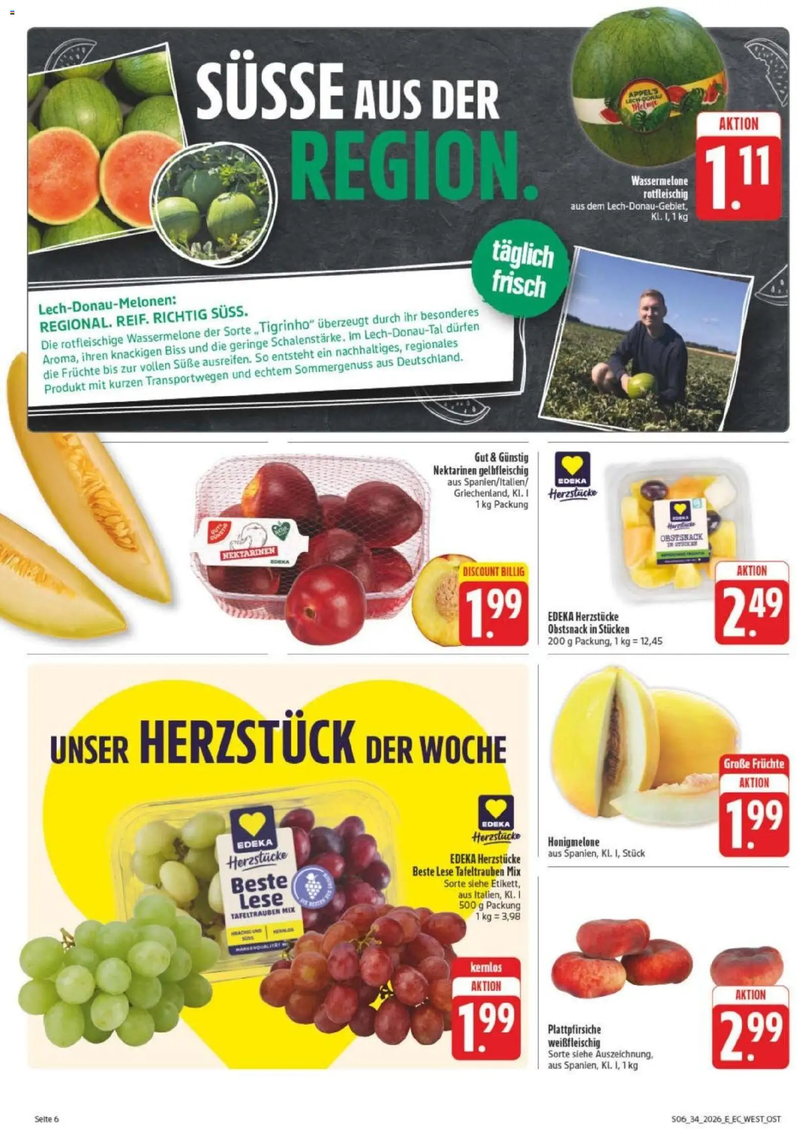 Edeka Prospekt Leipzig – gültig ab 17.08.2026 | Seite: 10 | Produkte: Nektarinen, Honigmelone, Wassermelone