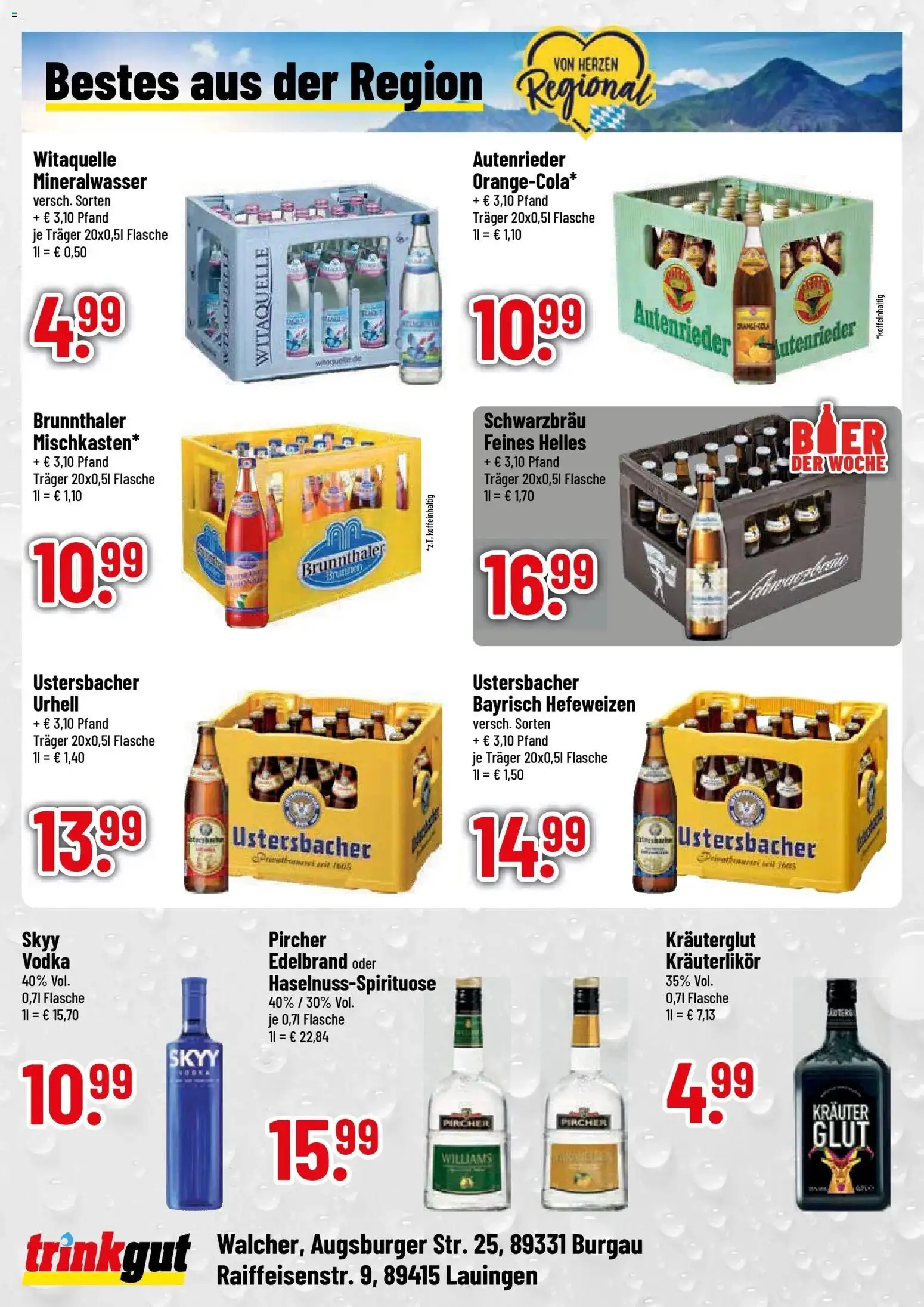 Trinkgut Prospekt Burgau (ab 12.10.2026) » Angebote online | Seite: 4 | Produkte: Mineralwasser, Vodka