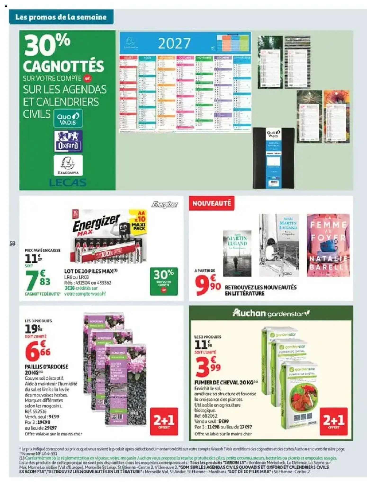{H1} | Page: 58 | Produits: Fumier De Cheval, Paillis d'ardoise, Batterie, Piles
