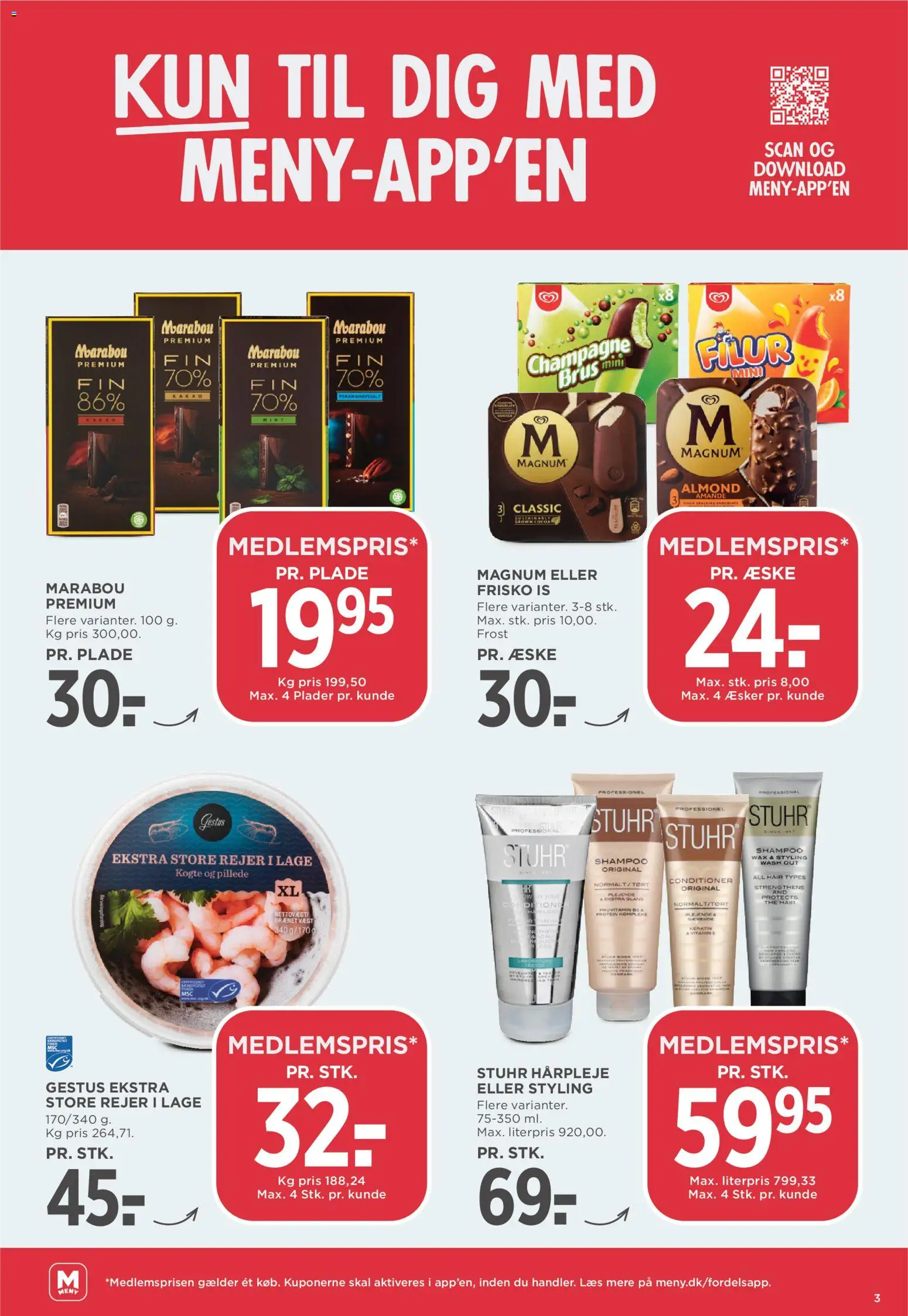 Meny tilbudsavis – gyldig fra 16/10/2026 | Side: 3 | Produkter: Shampoo, Kakao, Is, Rejer
