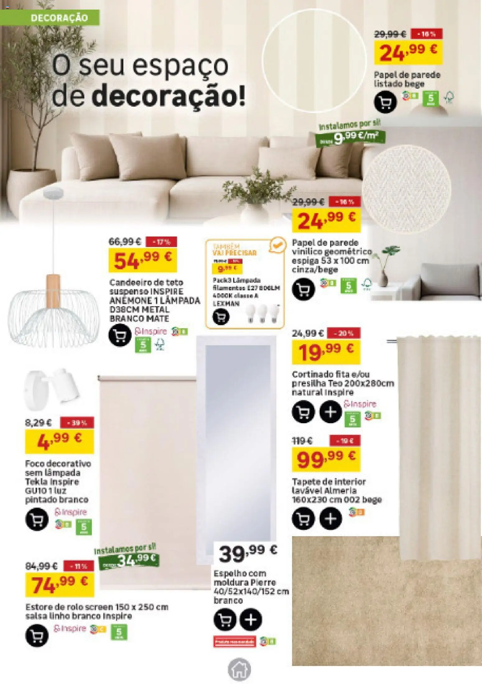 Leroy Merlin Catálogo │ válido de 27/08/2026 | Página: 5 | Produtos: Candeeiro, Decoração, Espelho, Papel de parede