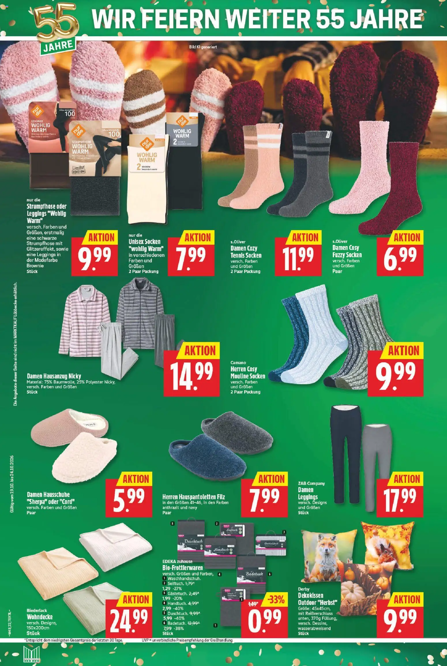 Marktkauf Prospekt – gültig ab 19.10.2026 | Seite: 24 | Produkte: Socken, Leggings, Hausschuhe, Strumpfhose