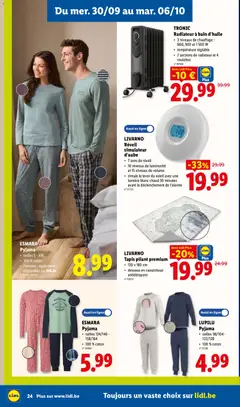 Lidl Folder semaine Folder week 40 - Voorbeeld van een folder van Lidl, geldig van 28/09/2026 | Pagina: 24 | Producten: Lever, Radiator, Pyjama