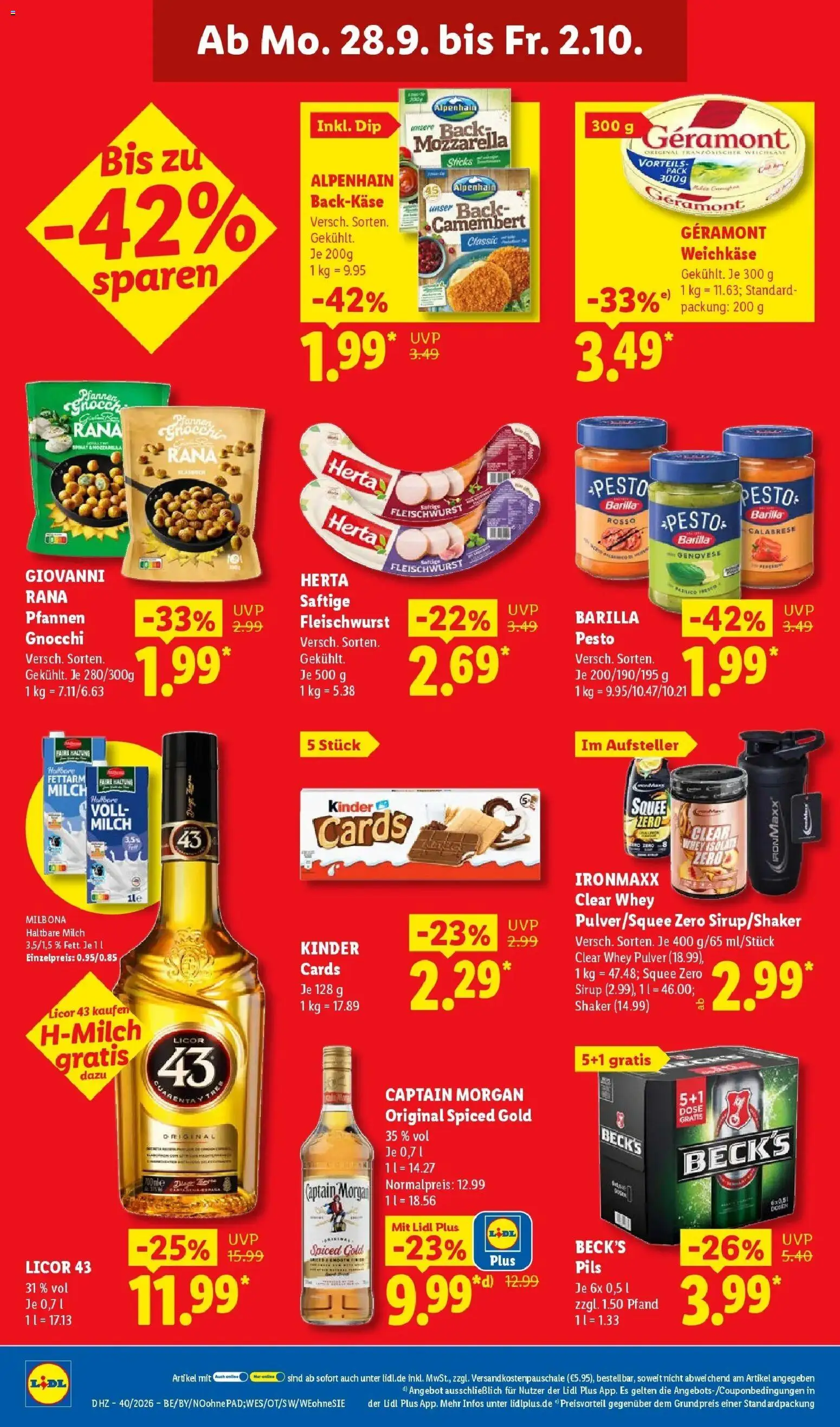 Lidl Prospekt München-laim (ab 28.09.2026) zum Blättern » Angebote | Seite: 16 | Produkte: Gnocchi, Milch, Haltbare milch, Captain morgan