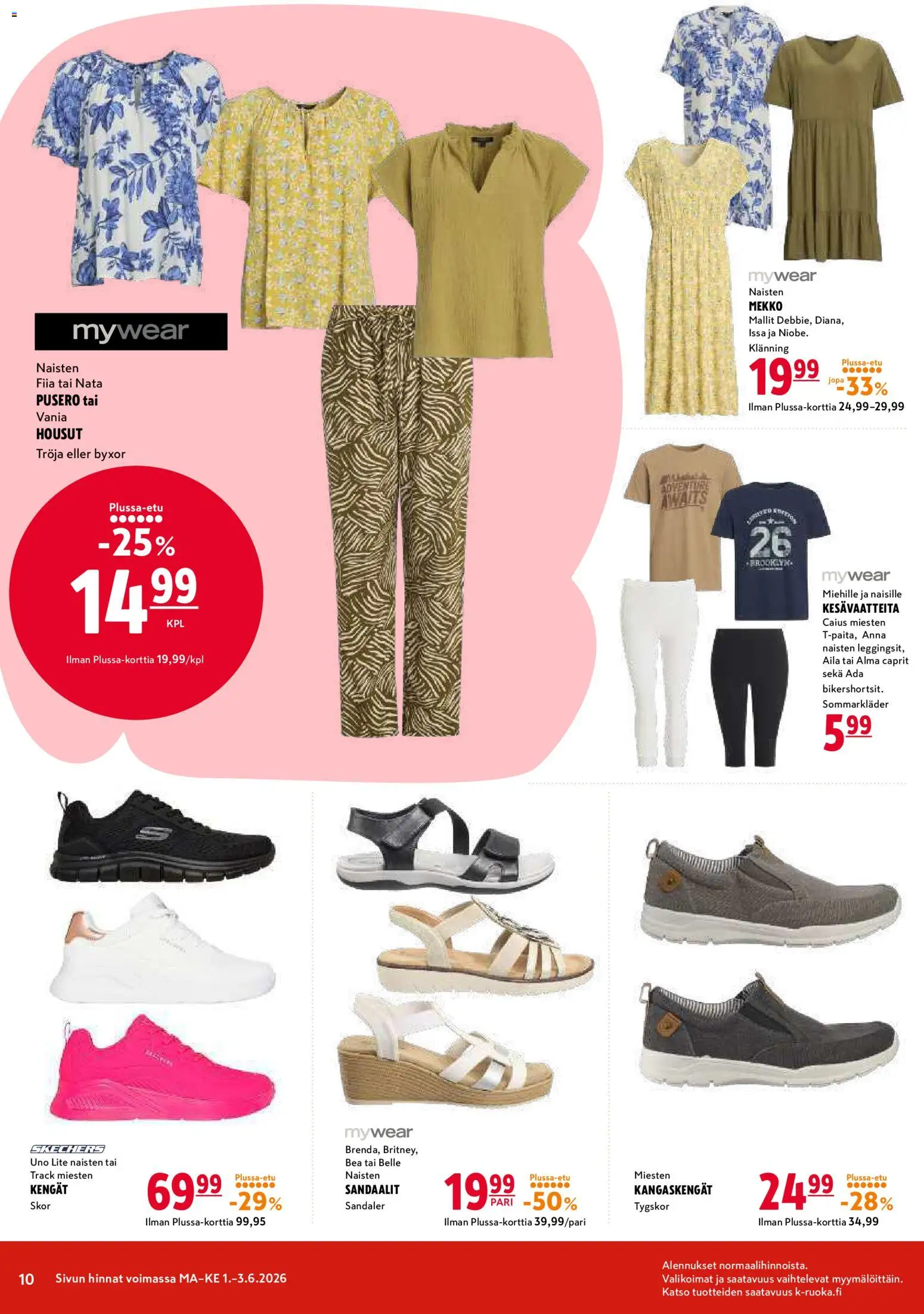 K-Citymarket tarjoukset – voimassa 01.06.2026 alkaen | Sivu: 10 | Tuotteet: Pusero, Housut, Sandaalit, Mekko
