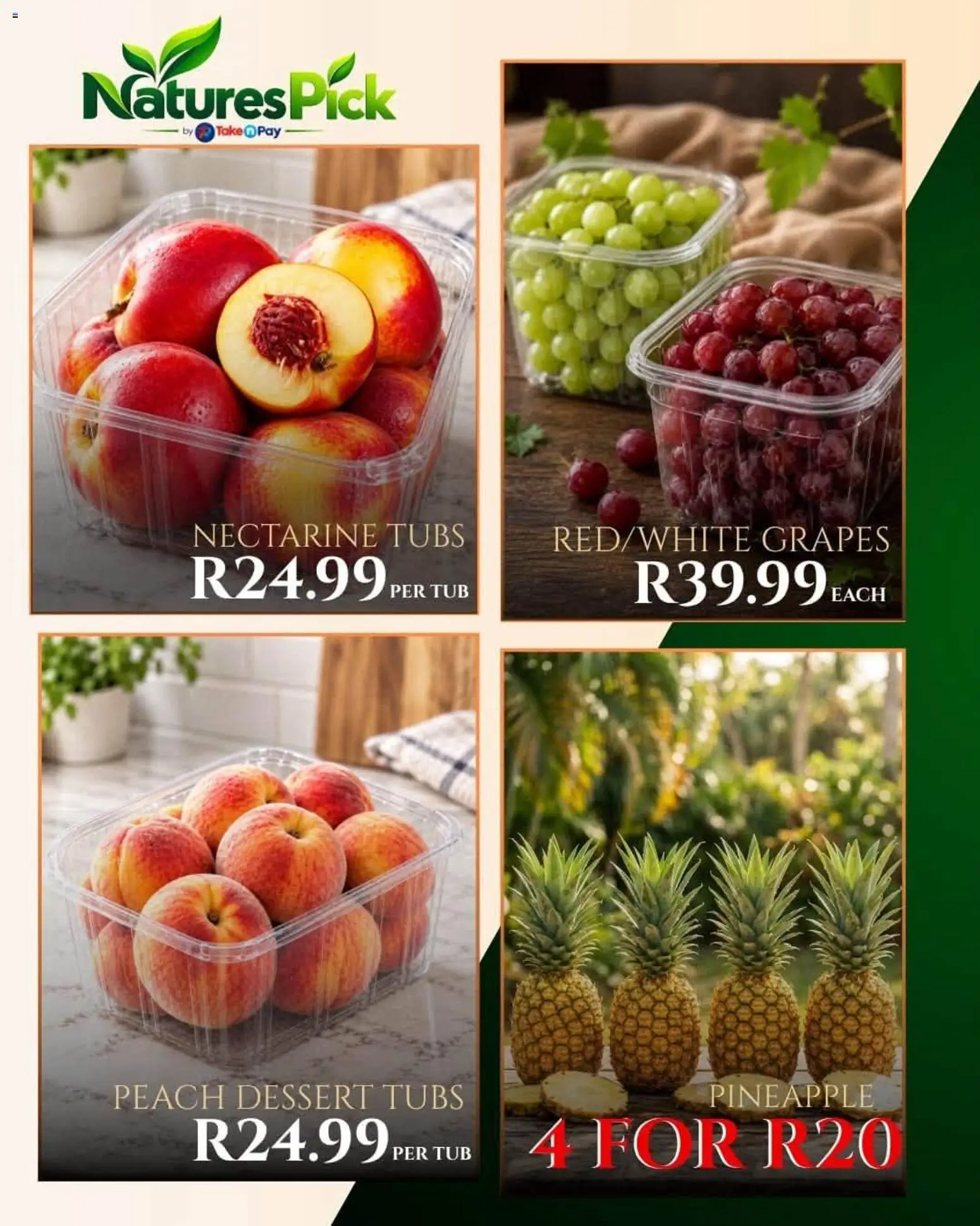 New Take n Pay catalogue – valid from 09/10/2026 | Page: 12 | Products: Dessert, Pineapple, Peach, Grapes