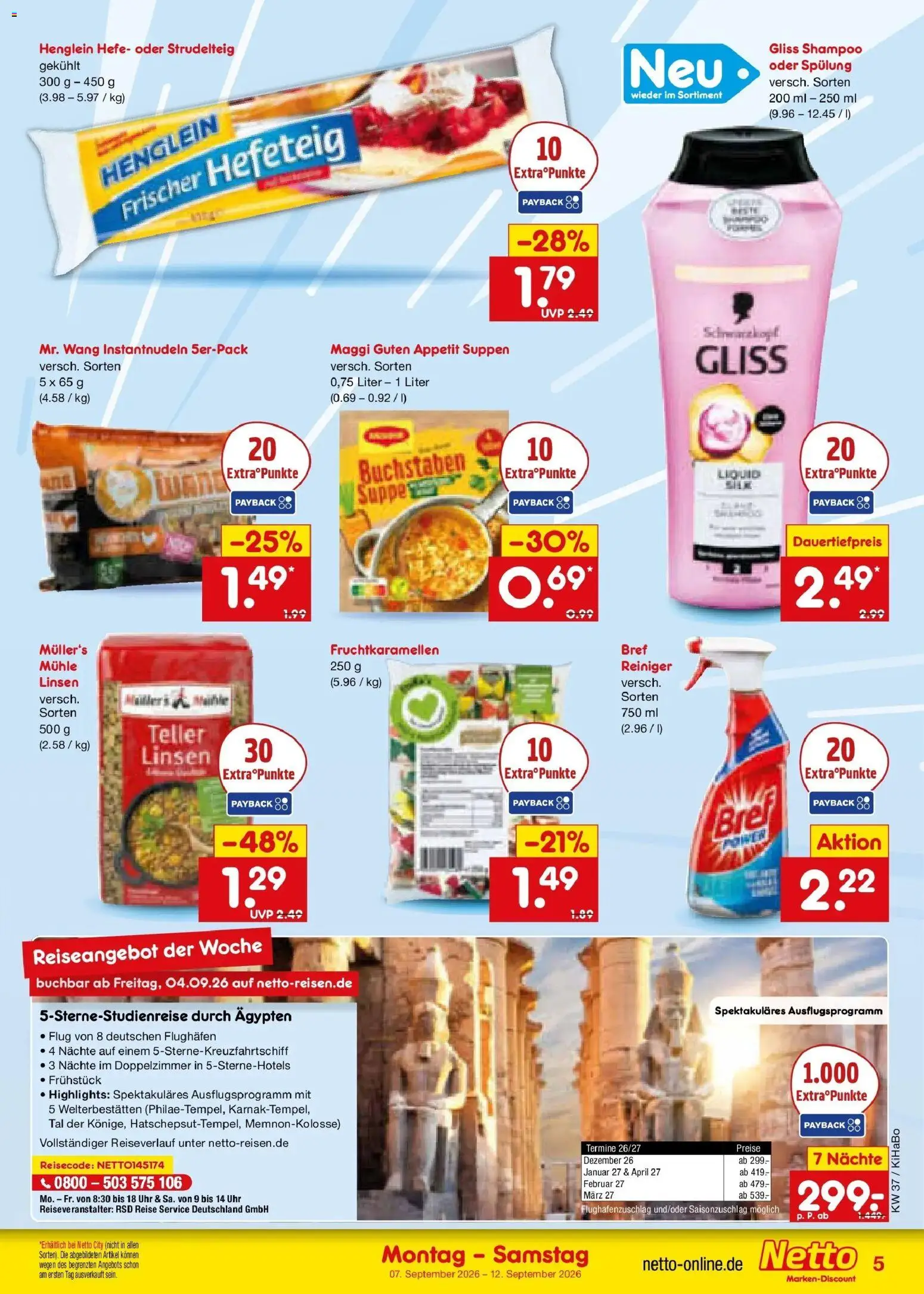 Netto Marken-Discount Prospekt Bad Friedrichshall – gültig ab 07.09.2026 | Seite: 9 | Produkte: Maggi, Shampoo, Spülung, Uhr