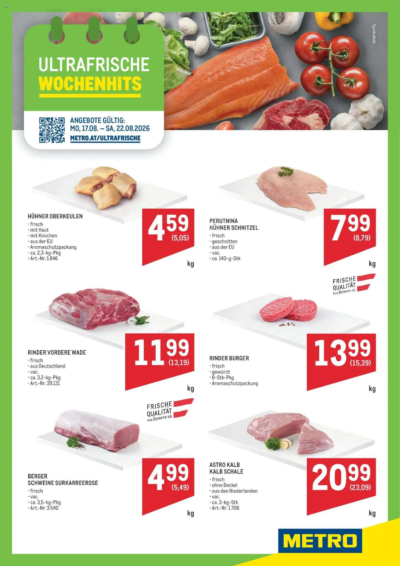 Metro angebote Ultrafrische WH gültig ab 17.08.2026 | Seite: 1 | Produkte: Burger