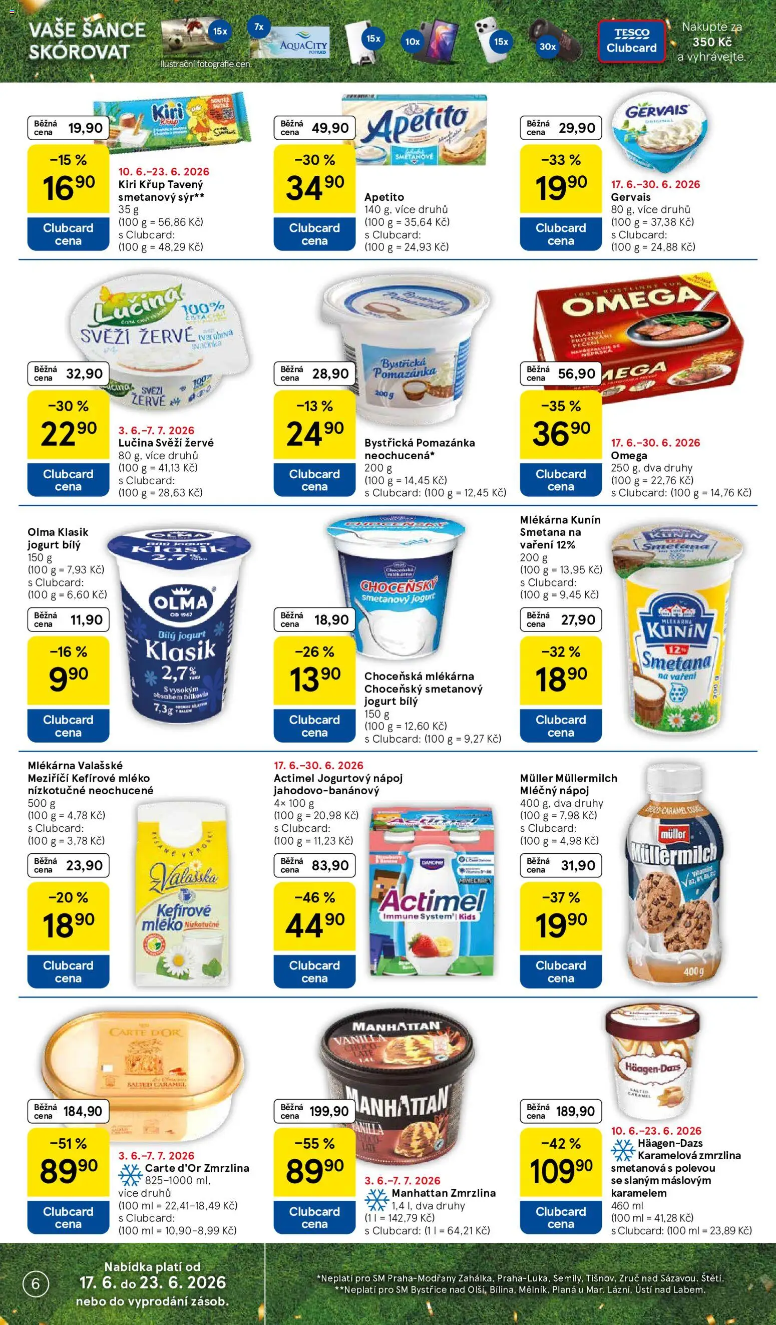 Tesco leták - Supermarket od 17.06.2026 | Strana: 6 | Produkty: Kefír, Cream cheese, Carte d'or, Müllermilch