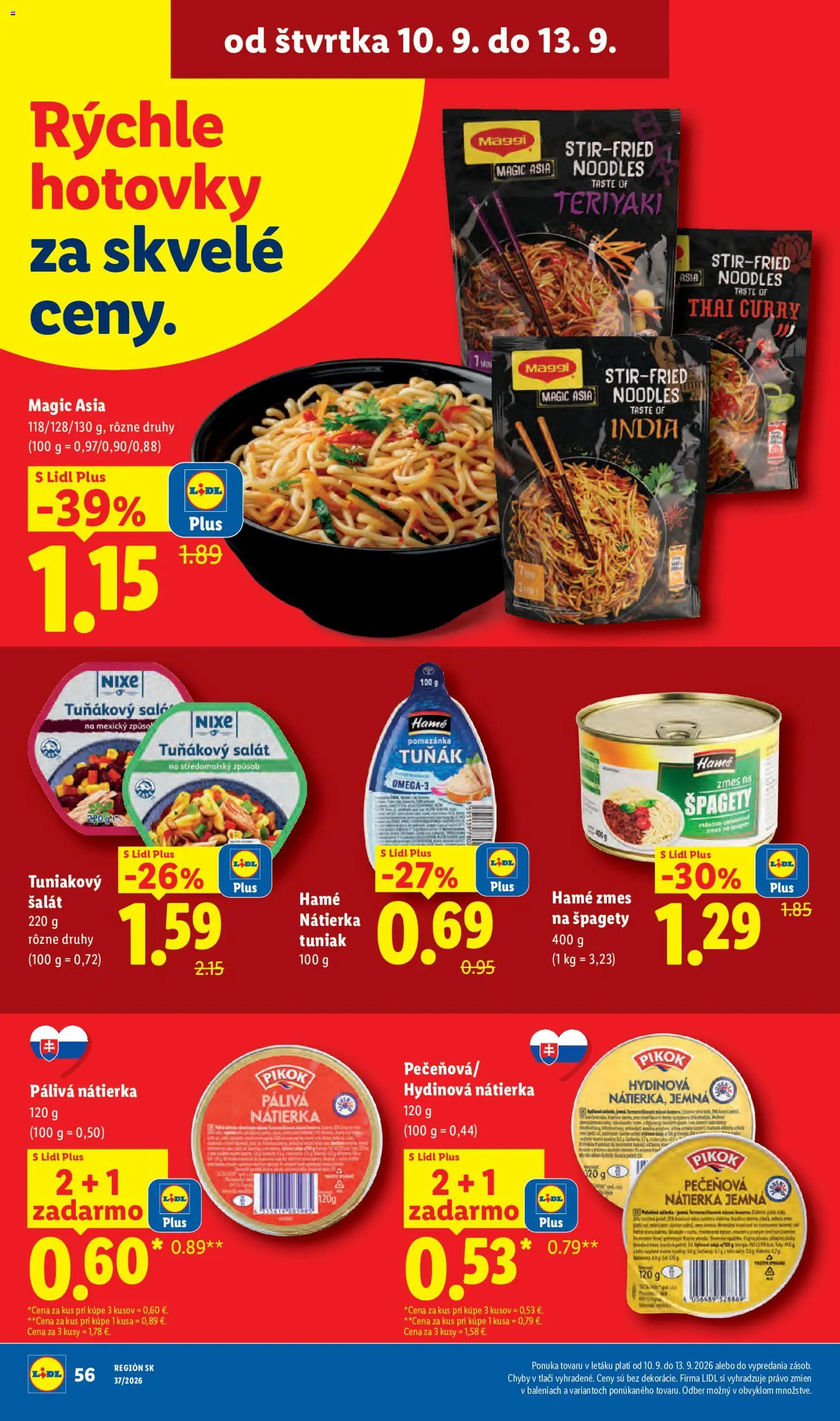 Nové Lidl akcie – leták je platný od 07.09.2026 | Strana: 68 | Produkty: Tuniak, Nátierka, Šalát, Špagety