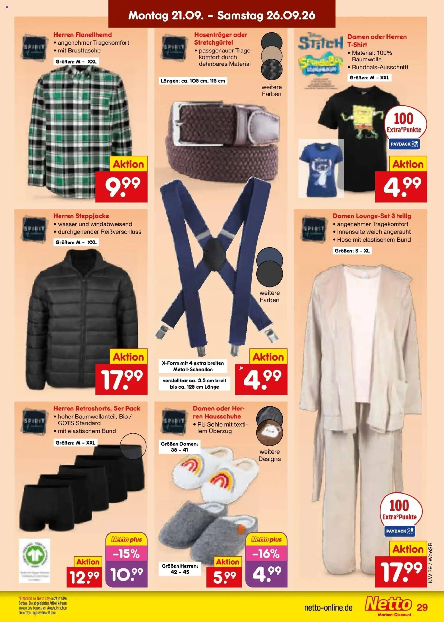 Netto Marken-Discount Prospekt Gemmingen – gültig ab 21.09.2026 | Seite: 43 | Produkte: Steppjacke, Wasser, Hose, Hausschuhe