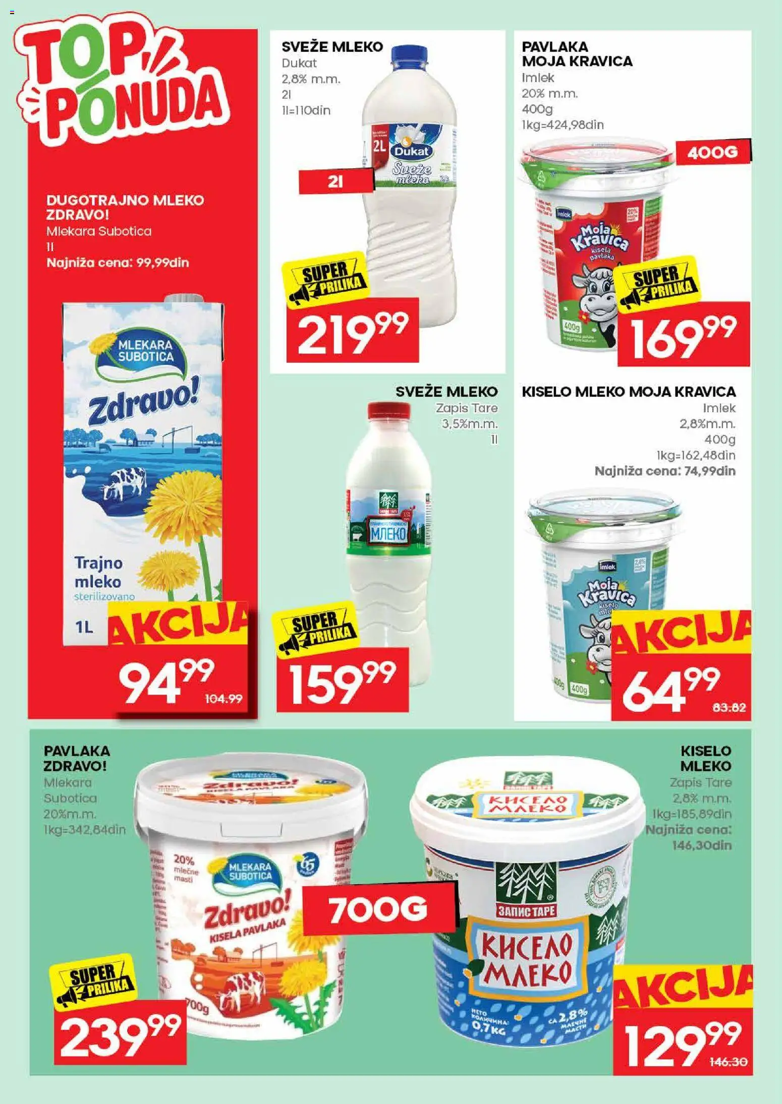 Mercator katalog - važi od 17.08.2026 | Strana: 18 | Proizvode: Kisela pavlaka, Kiselo mleko, Sveže mleko, Moja kravica