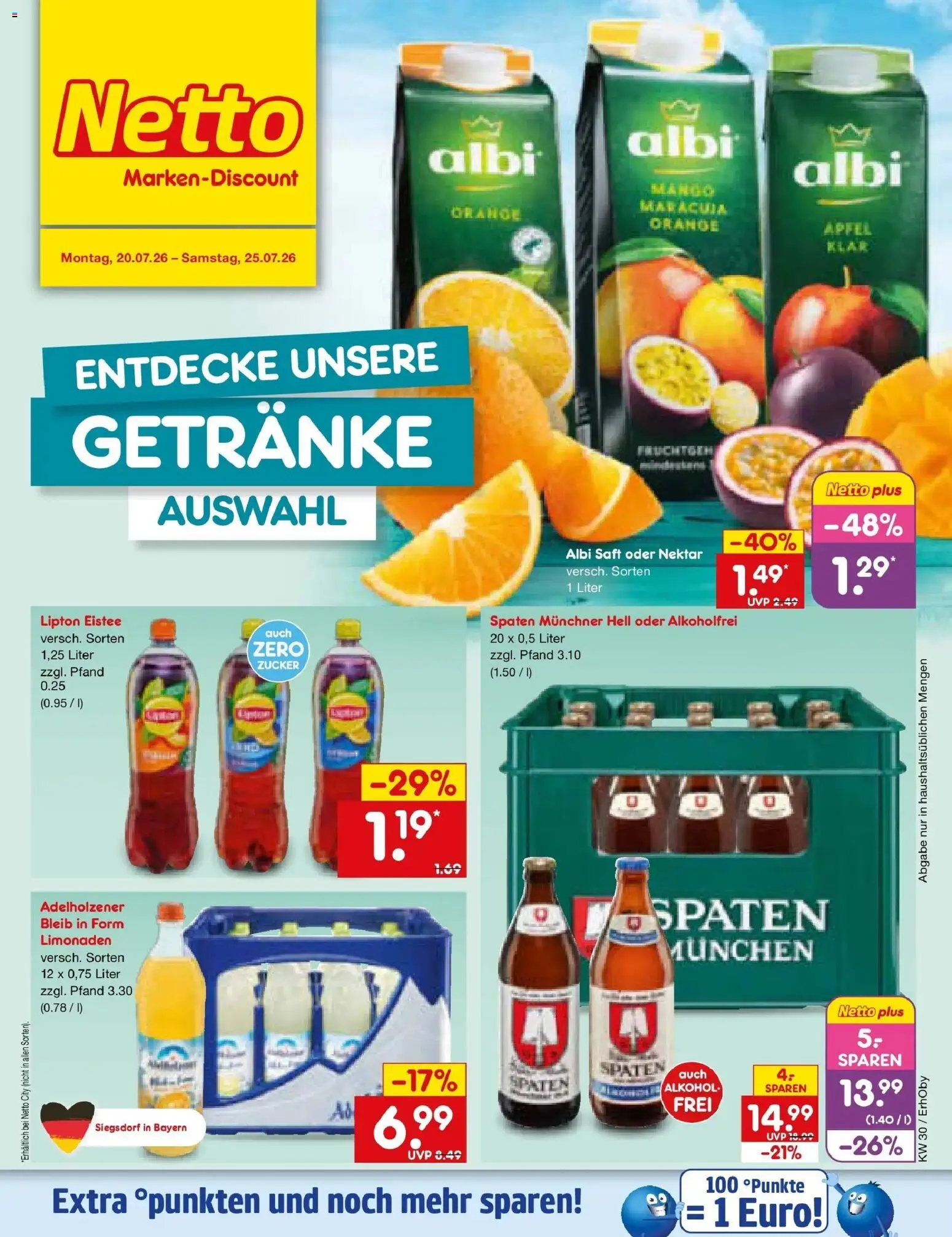 Netto Marken-Discount Prospekt Velden – gültig ab 20.07.2026 | Seite: 54 | Produkte: Adelholzener, Äpfel, Zucker, Saft