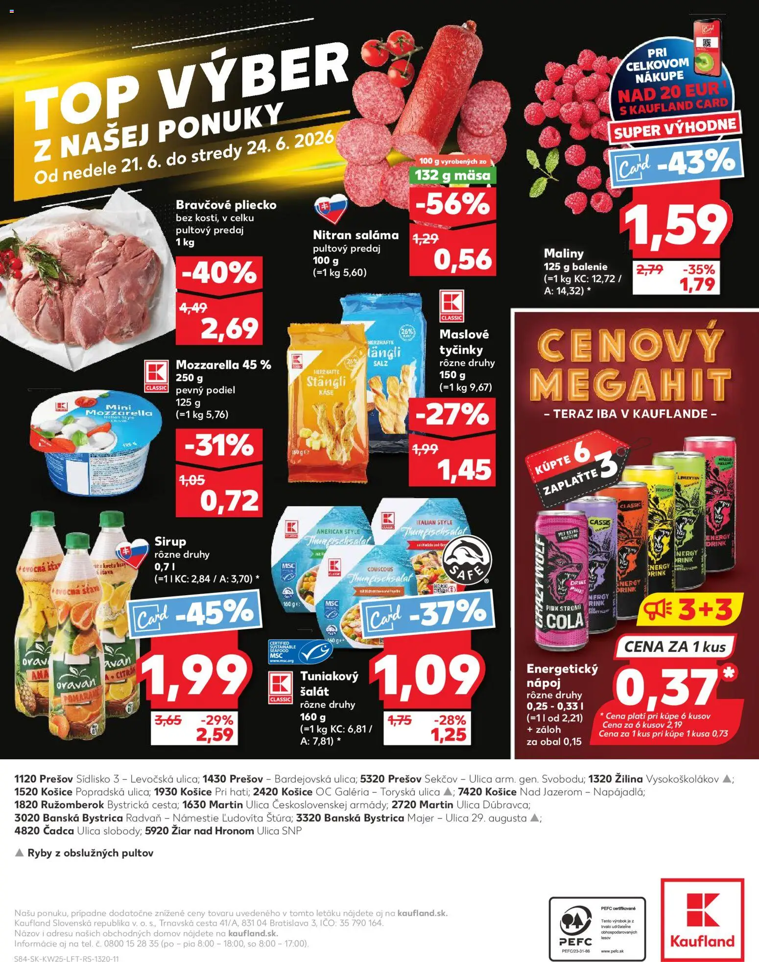 Nové Kaufland akcie – leták je platný od 18.06.2026 | Strana: 84 | Produkty: Saláma, Ryby, Mozzarella, Maliny