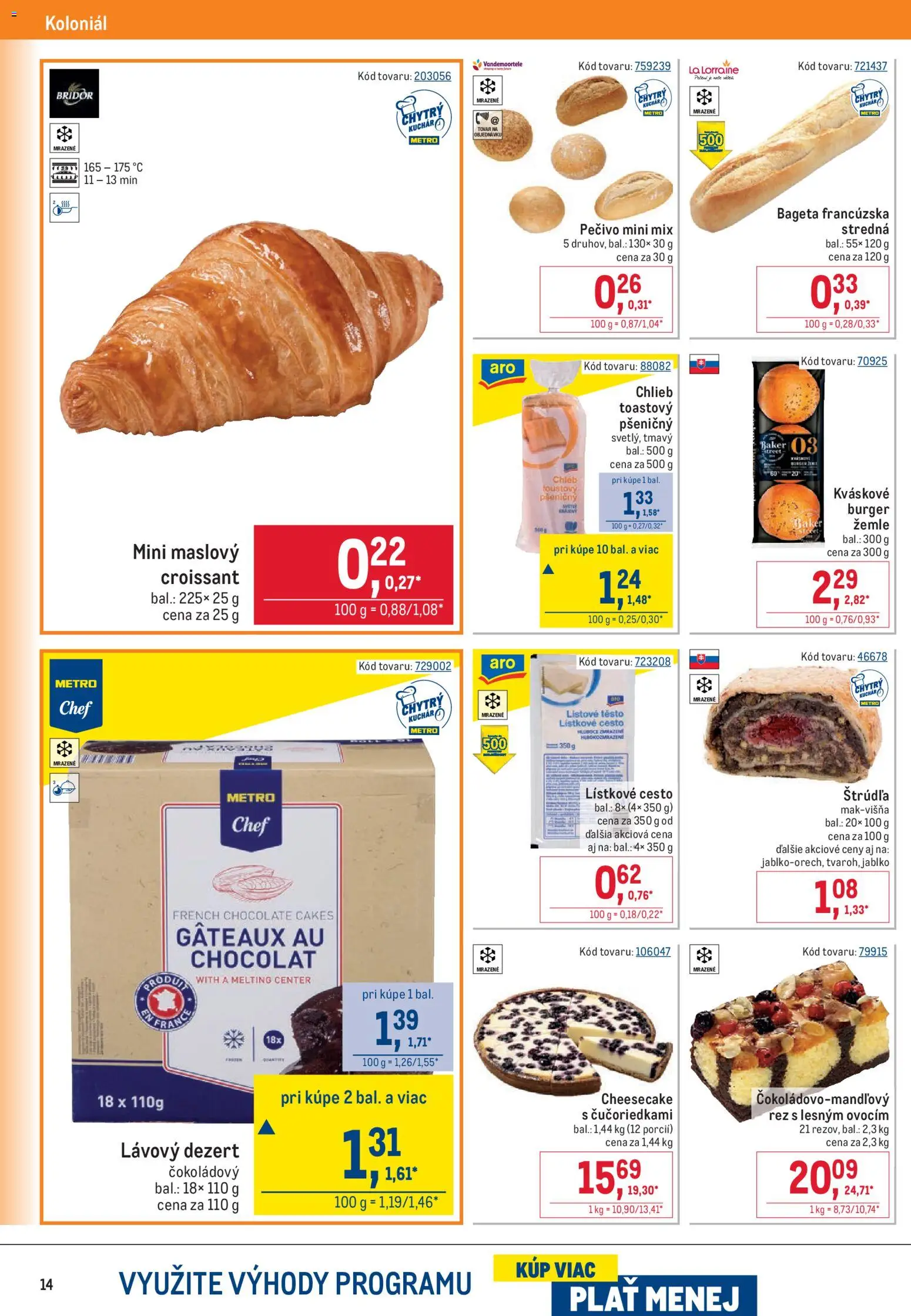 Nové Metro akcie – leták je platný od 12.08.2026 | Strana: 14 | Produkty: Cesto, Lístkové cesto, Dezert, Pečivo