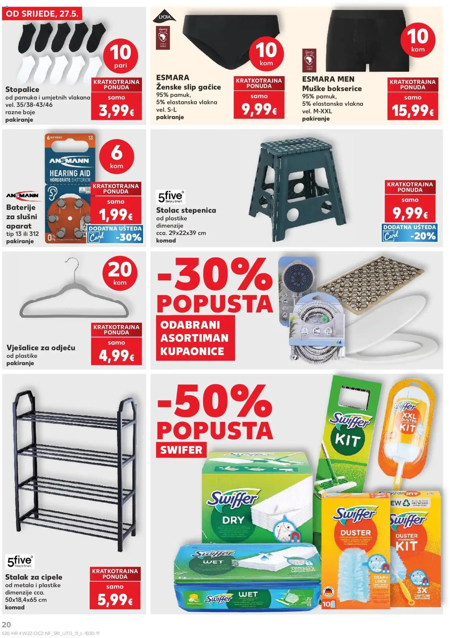 Kaufland katalog | vrijedi od 26.05.2026 | Stranica: 20 | Proizvodi: Gaćice, Bokserice, Baterije, Vješalice