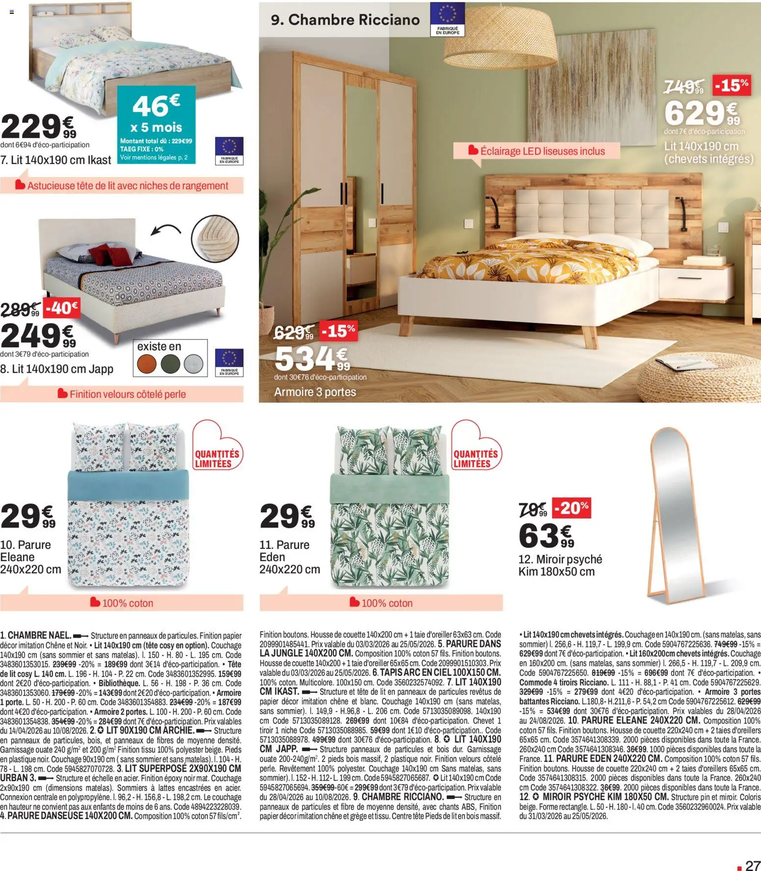 {H1} | Page: 27 | Produits: Tête de lit, Commode, Portes, Couette