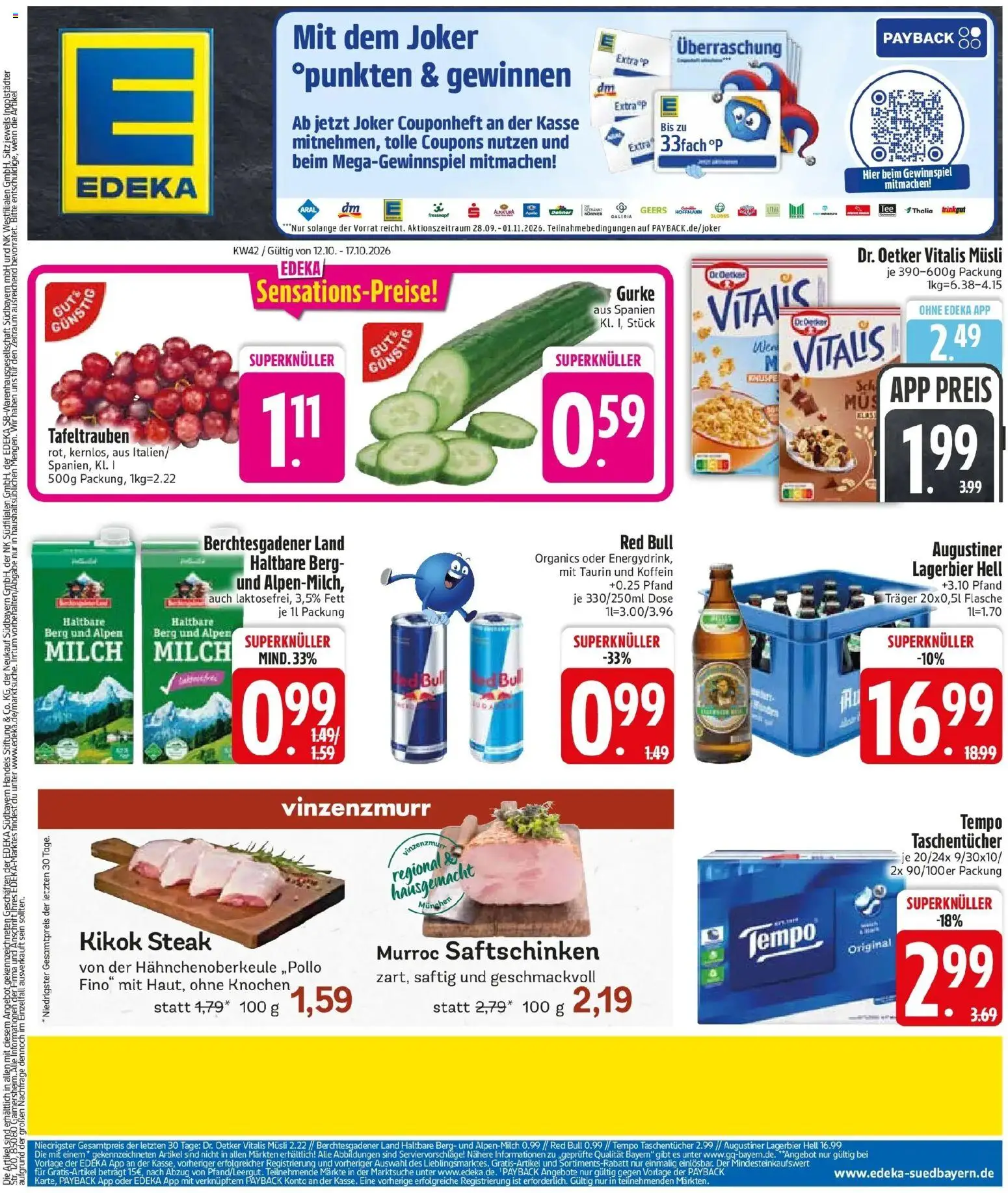 Edeka Prospekt Krailling (ab 12.10.2026) » Angebote Online | Seite: 3 | Produkte: Musli, Red bull, Tempo, Tee