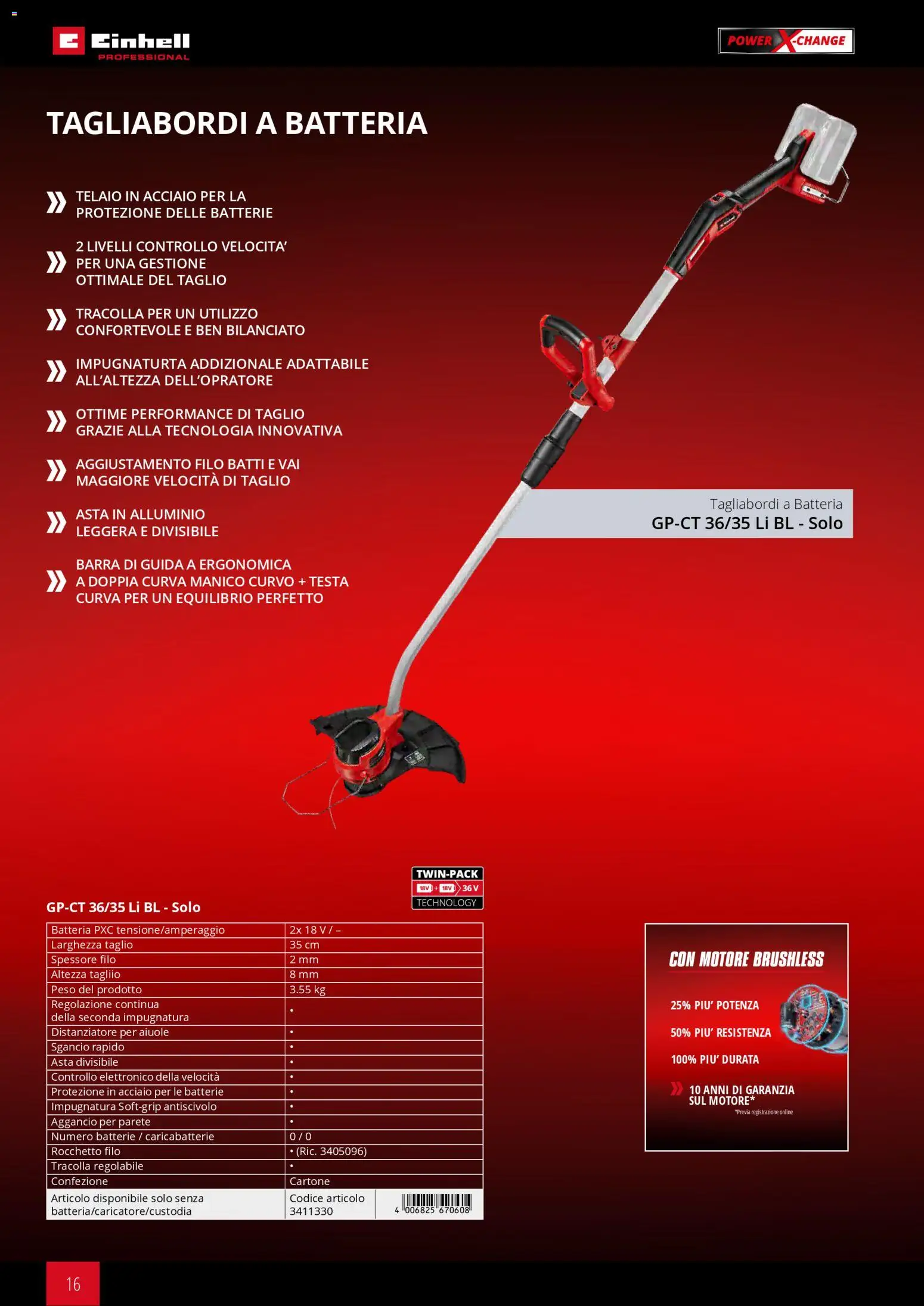 Volantino Einhell del 02/03/2026 | Pagina: 18 | Prodotti: Tagliabordi a batteria, Alluminio, Batteria, Caricabatterie