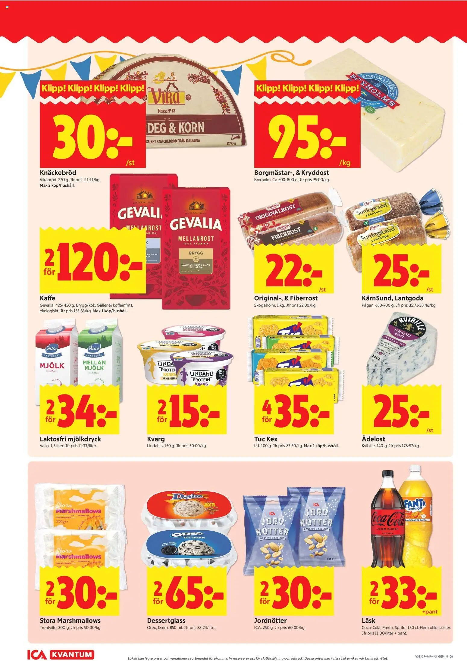 ICA Kvantum reklamblad aktuell från 03/08/2026 | Sida: 6 | Produkter: Knäckebröd, Oreo, Kaffe, Kvarg