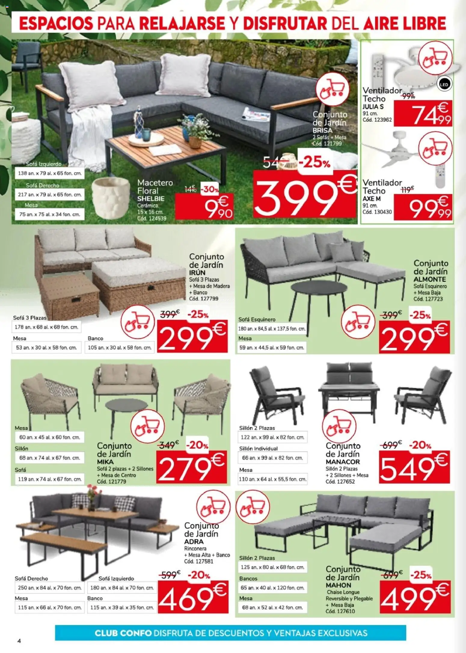 Conforama Practica Sofing │ válido desde el 26.05.2026 | Página: 4 | Productos: Ventilador, Sofá, Mesa, Mesa alta