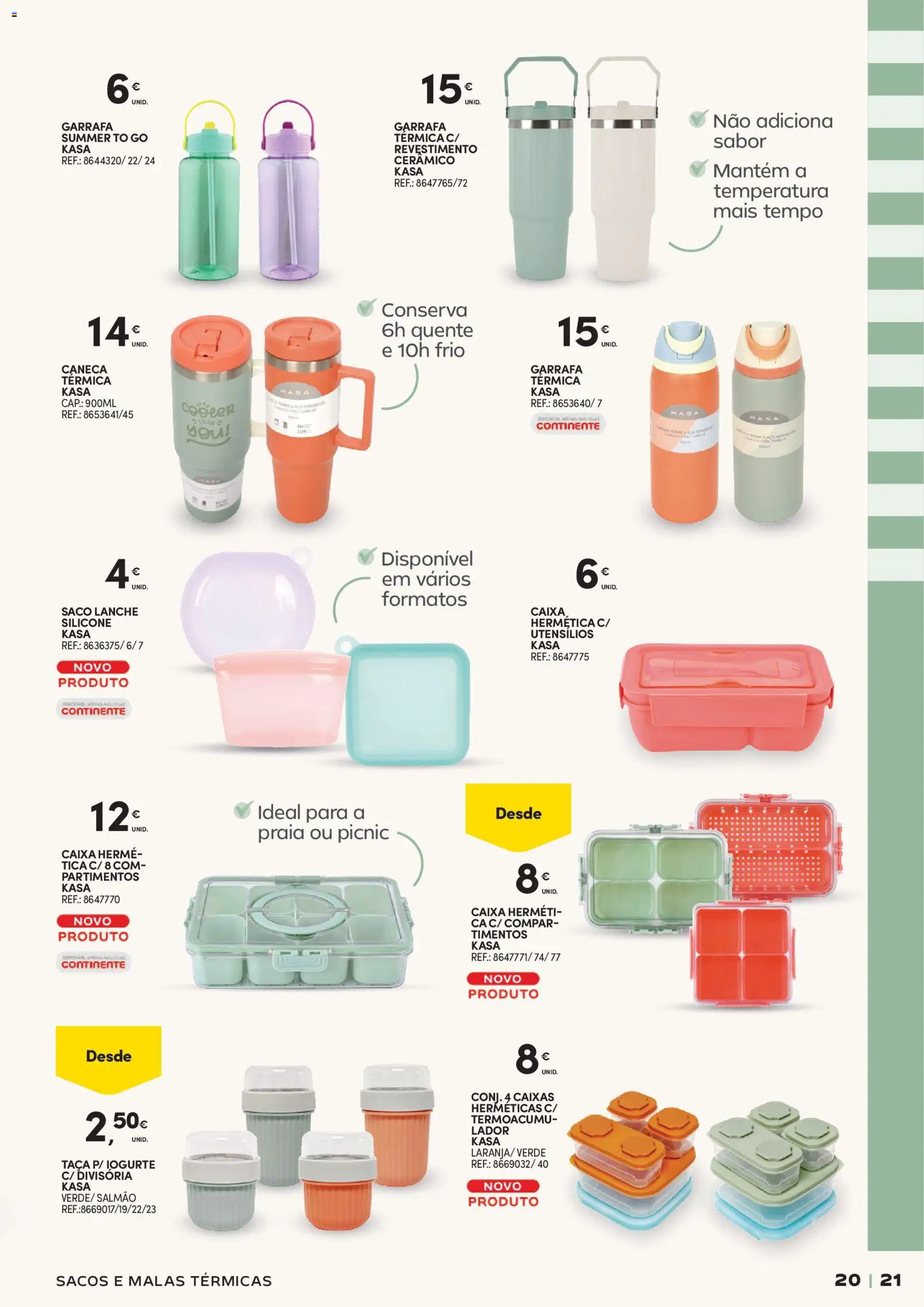 Continente Verão A casa de toda a gente │ válido de 19.05.2026 | Página: 21 | Produtos: Garrafa térmica, Caneca, Salmão, Iogurte