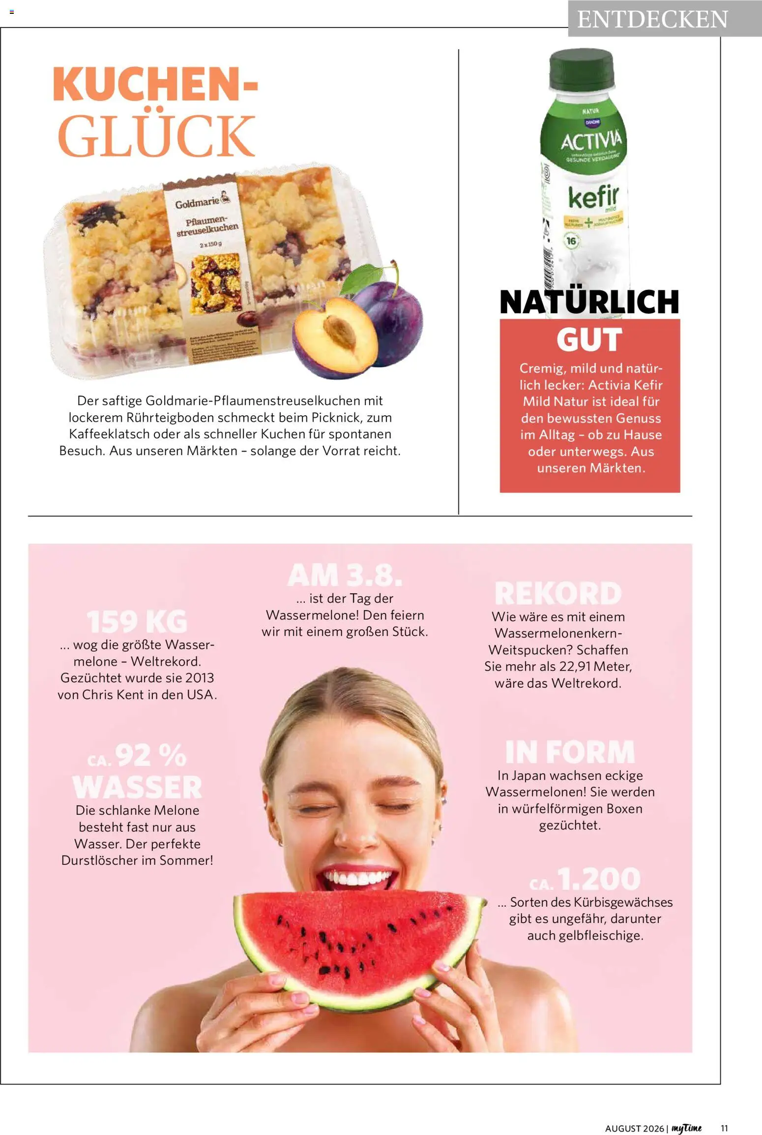 Combi myTime August 2026 – gültig ab 01.08.2026 | Seite: 11 | Produkte: Activia, Kefir, Wasser, Wassermelone