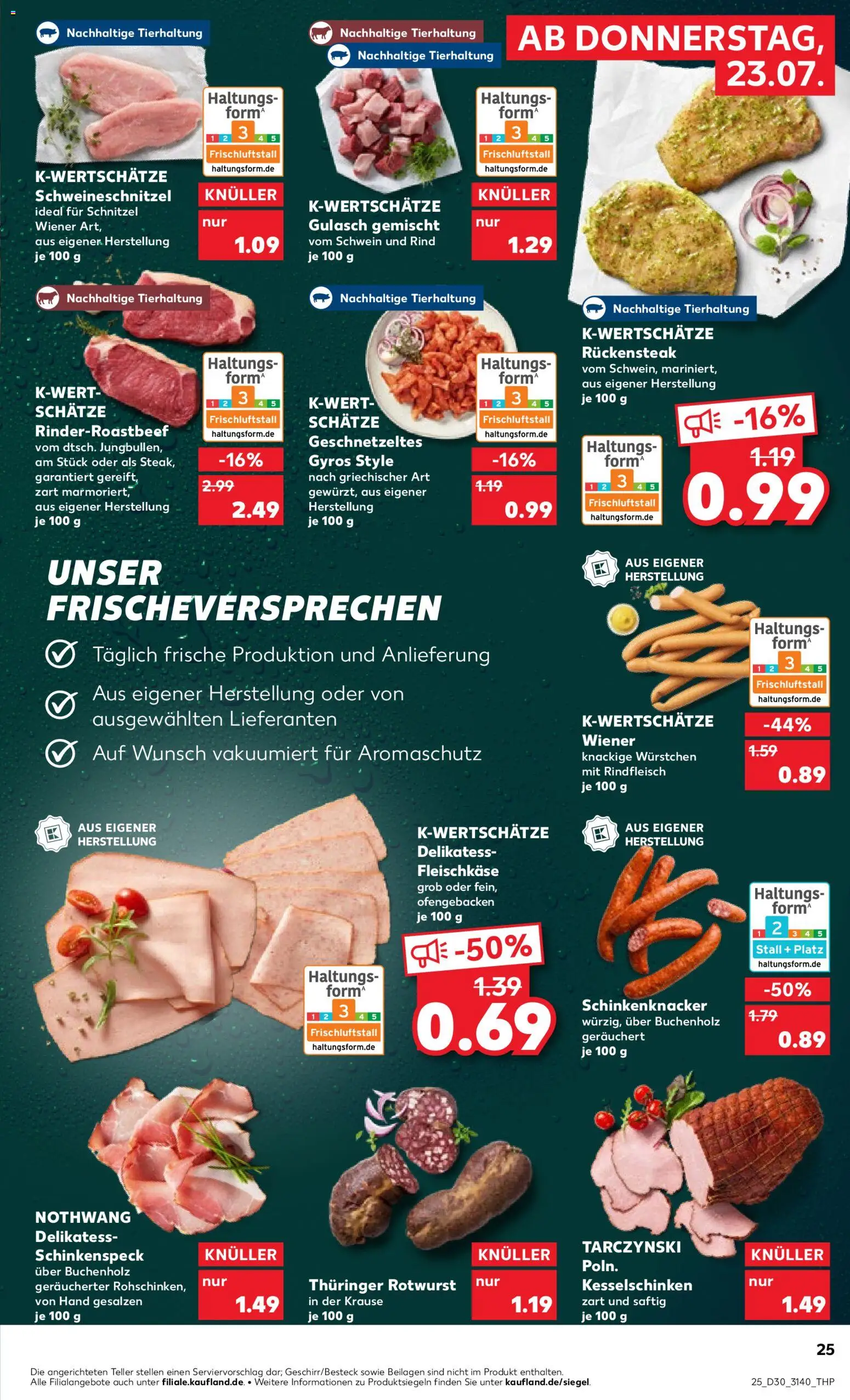 Kaufland Prospekt Leipzig – gültig ab 23.07.2026 | Seite: 25 | Produkte: Schnitzel, Gyros, Gulasch, Rindfleisch