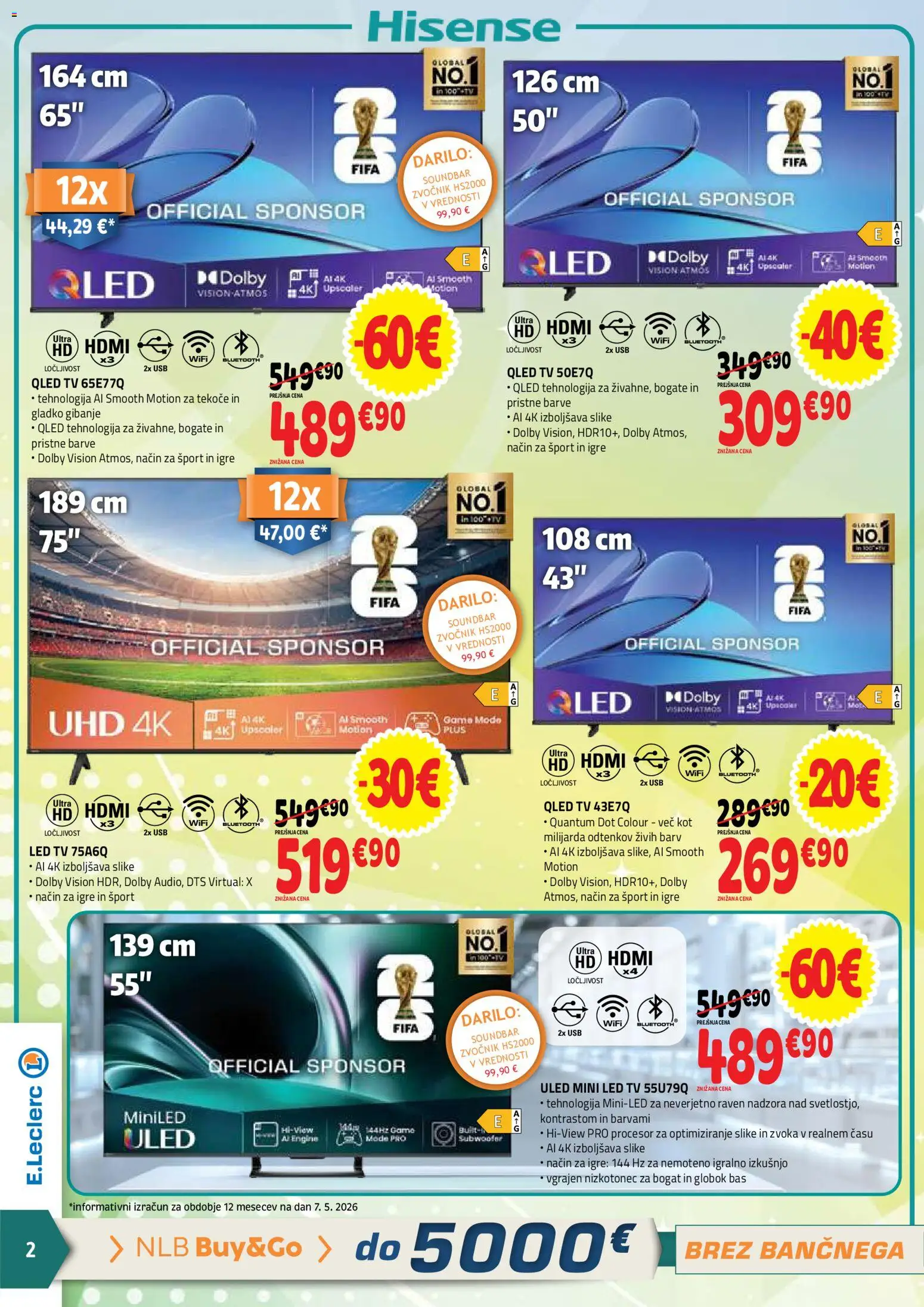 Novi E.leclerc katalog ponudbe – veljaven od 20.05.2026 | Stran: 2 | Izdelki: Tv, Zvocnik, Usb, Led tv