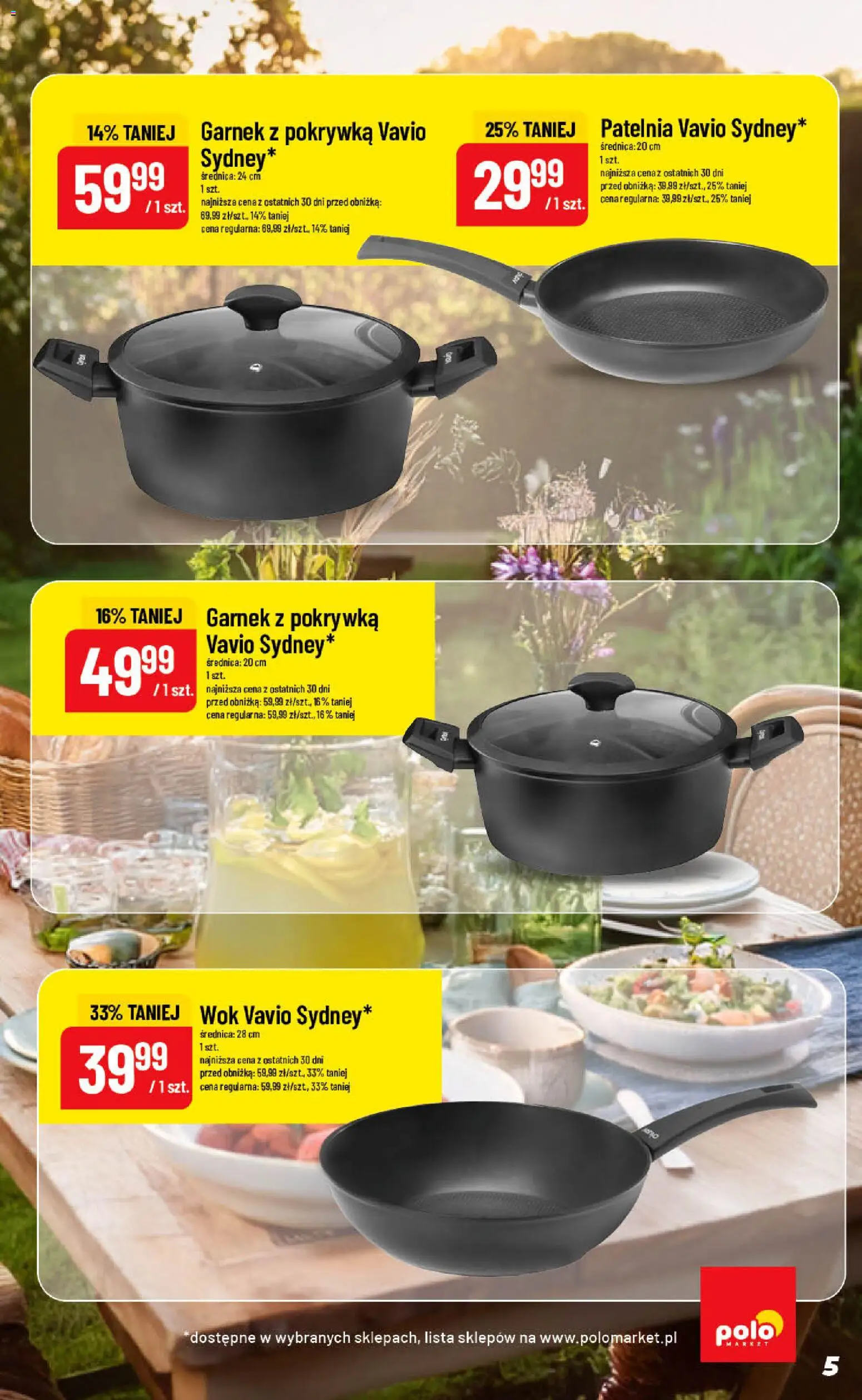 Nowa POLOmarket gazetka od jutra 12.08.2026 | Strona: 5 | Produkty: Wok, Garnek, Patelnia