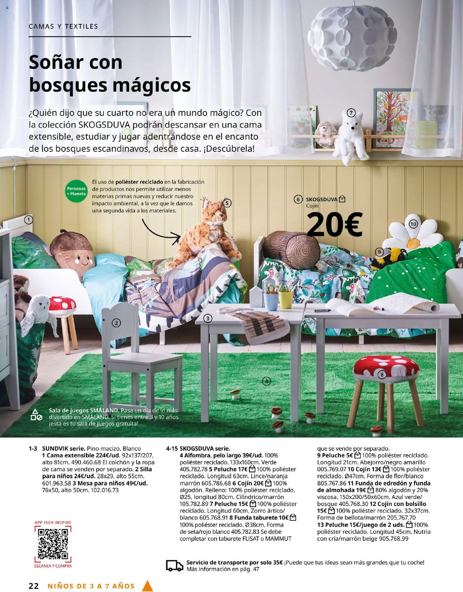 Catálogo IKEA  y los niños  │ válido desde el 06.03.2026 | Página: 22 | Productos: Edredón, Taburete, Ropa, Mesa para niños