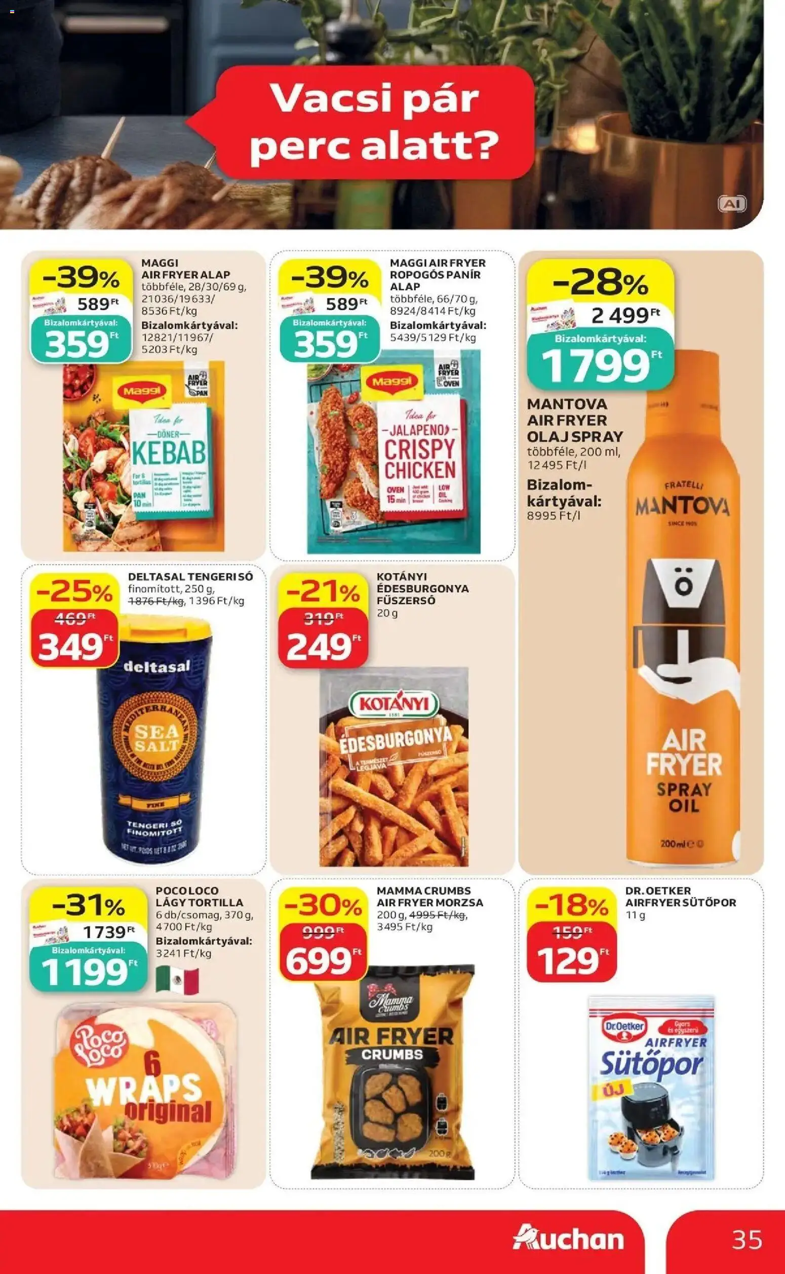 Auchan akciós újság Szolnok - 2026.10.08. -tól/töl > akció, lapozható szórólap 🛍️ | Oldal: 35 | Termékek: Tengeri só, Édesburgonya, Olaj, Só