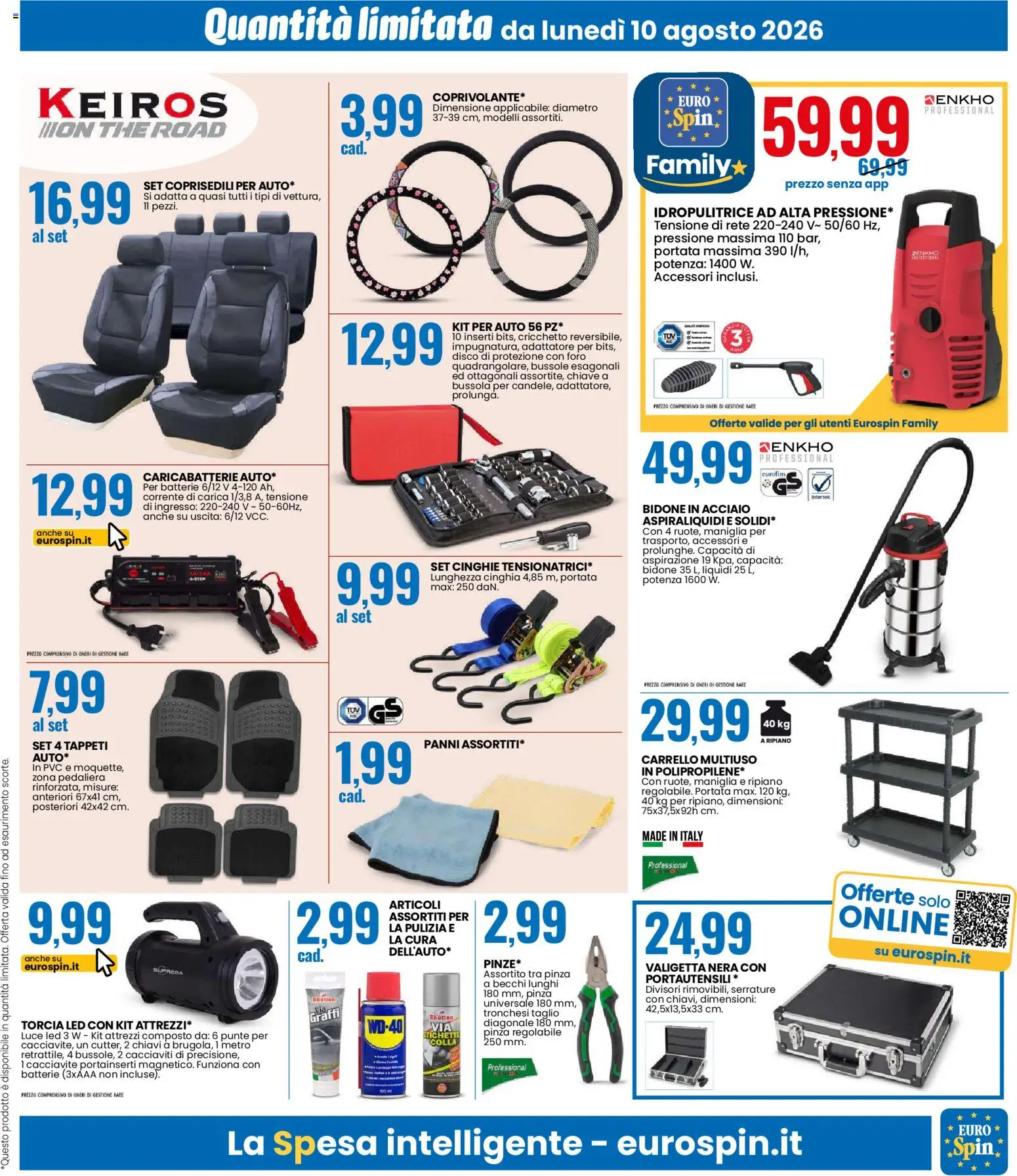 Volantino Eurospin del 10/08/2026 | Pagina: 15 | Prodotti: Taglio, Carrello, Adattatore, Trolley
