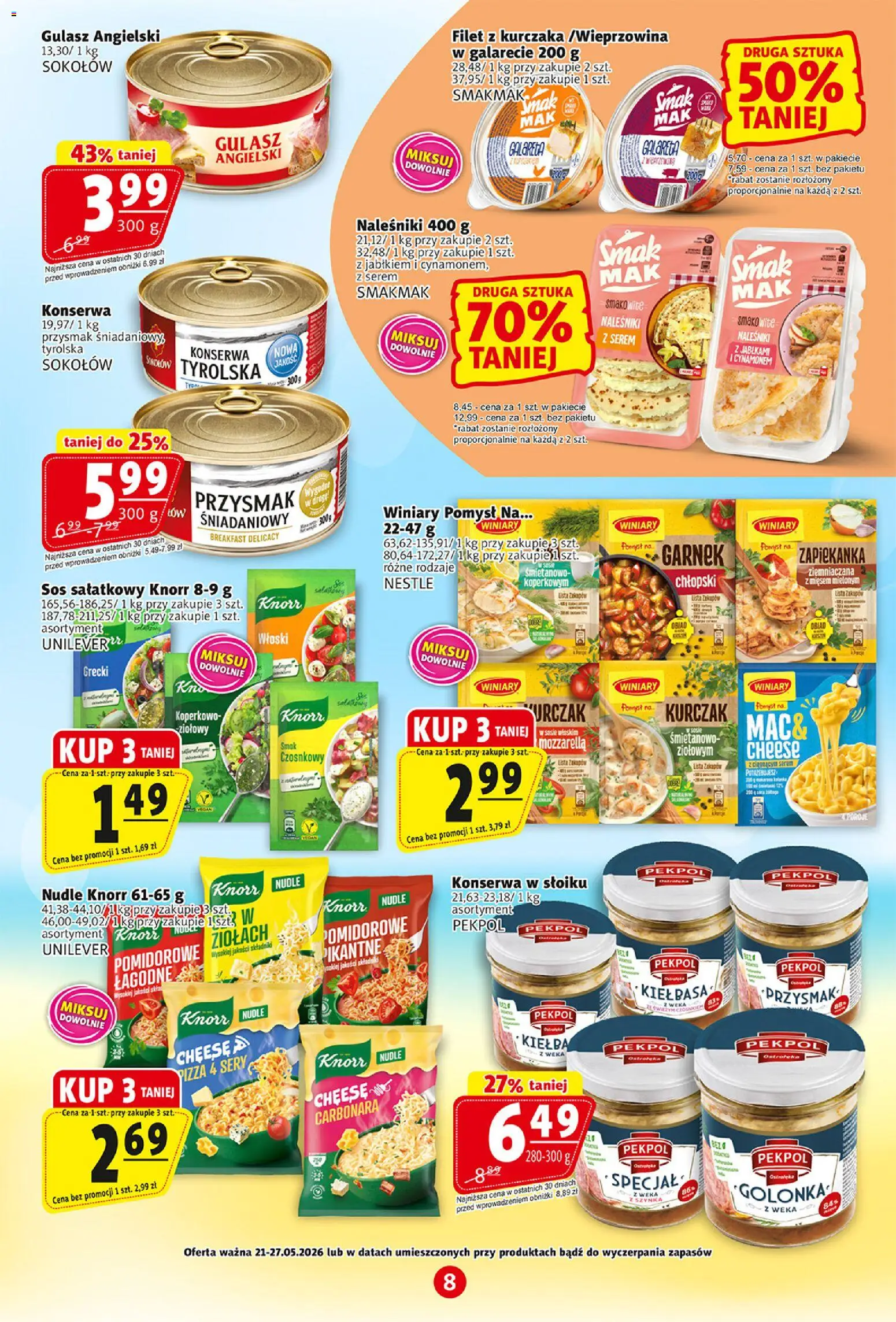 Prim Market gazetka od 21.05.2026 | Strona: 8 | Produkty: Sery, Pizza, Gulasz, Naleśniki