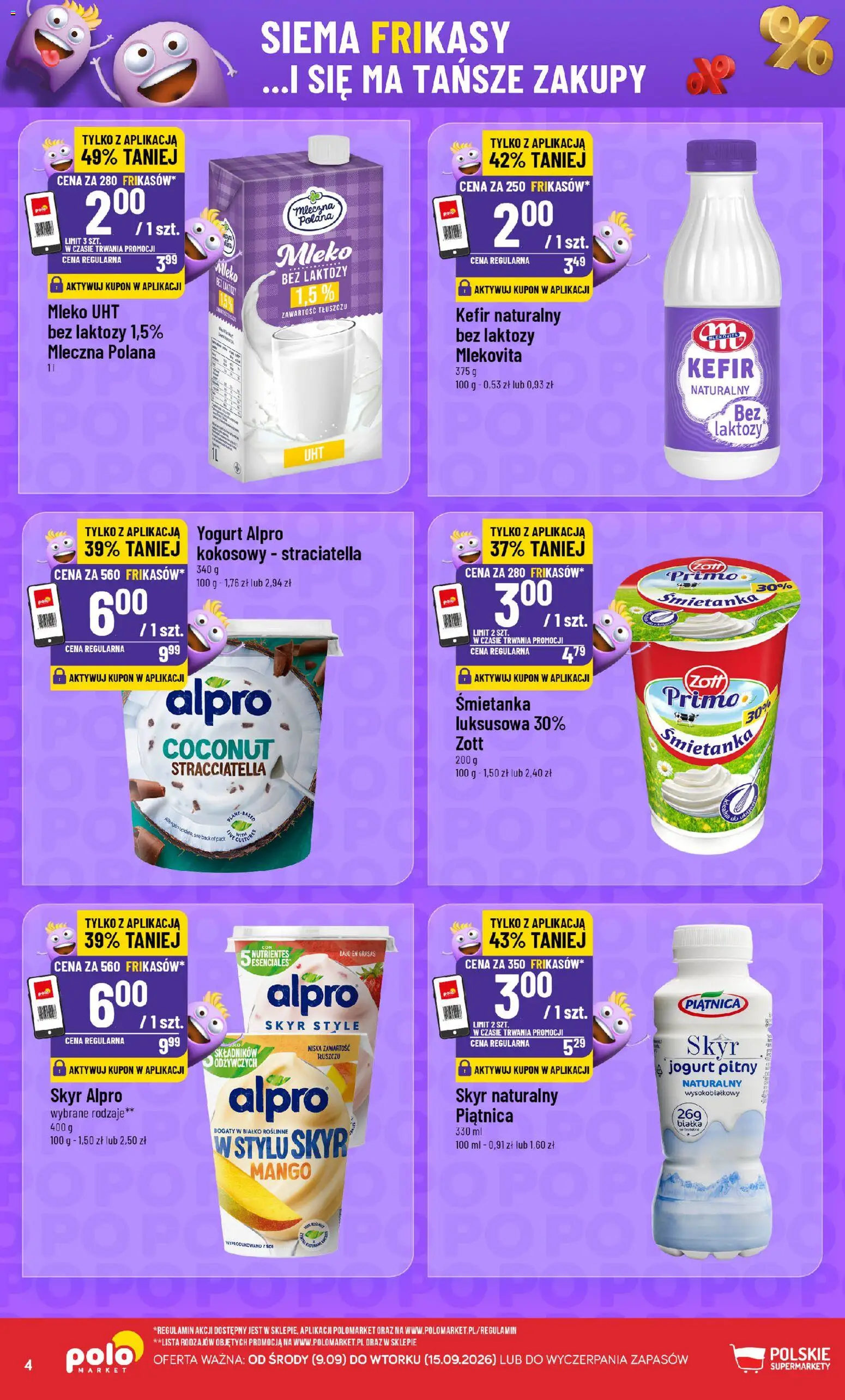Nowa POLOmarket gazetka od jutra 09.09.2026 | Strona: 4 | Produkty: Mango, Kefir, Piątnica, Mleko UHT