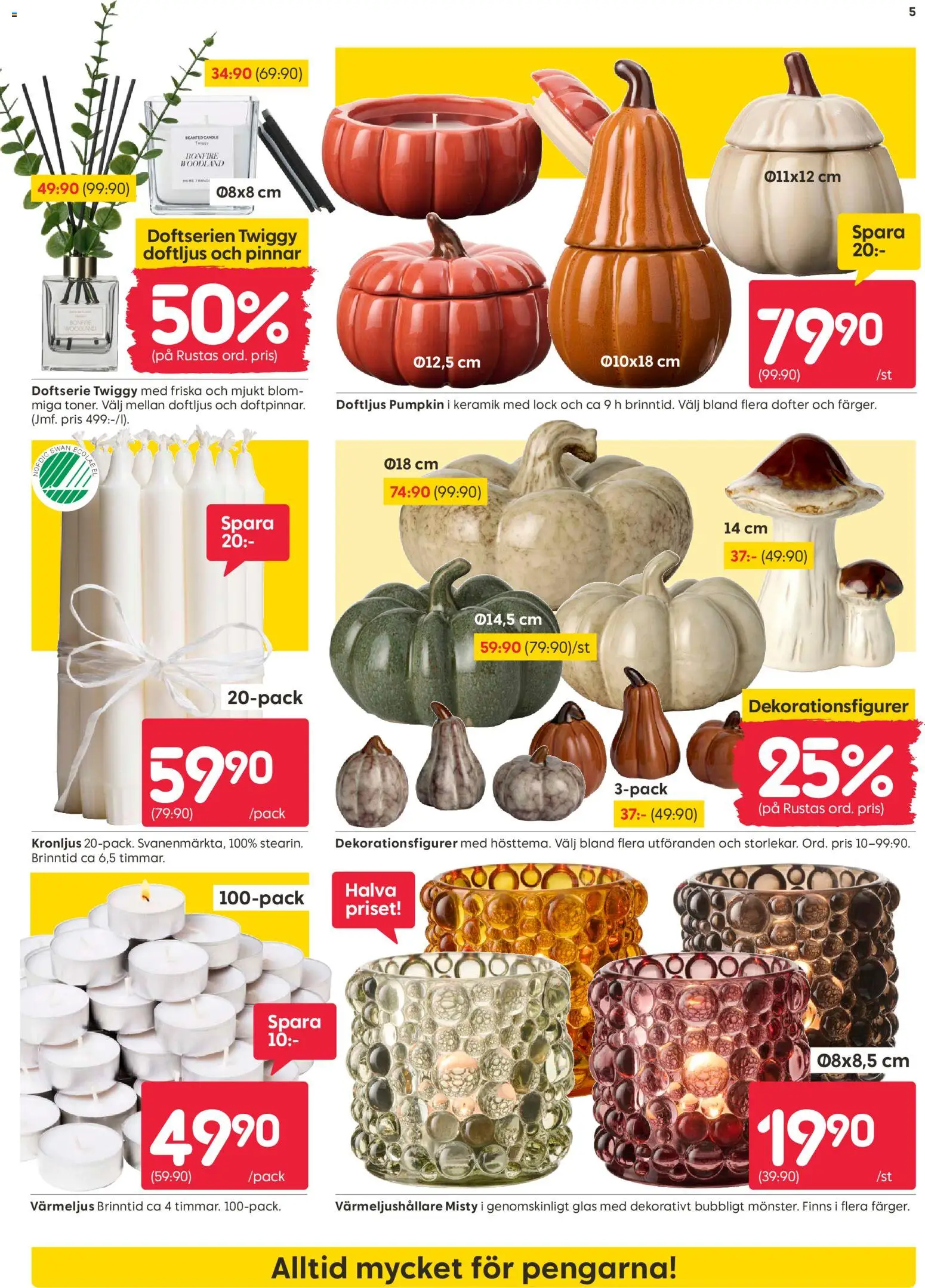 Rusta reklamblad aktuell från 07/09/2026 | Sida: 5 | Produkter: Lock, Glas, Värmeljus, Doftljus