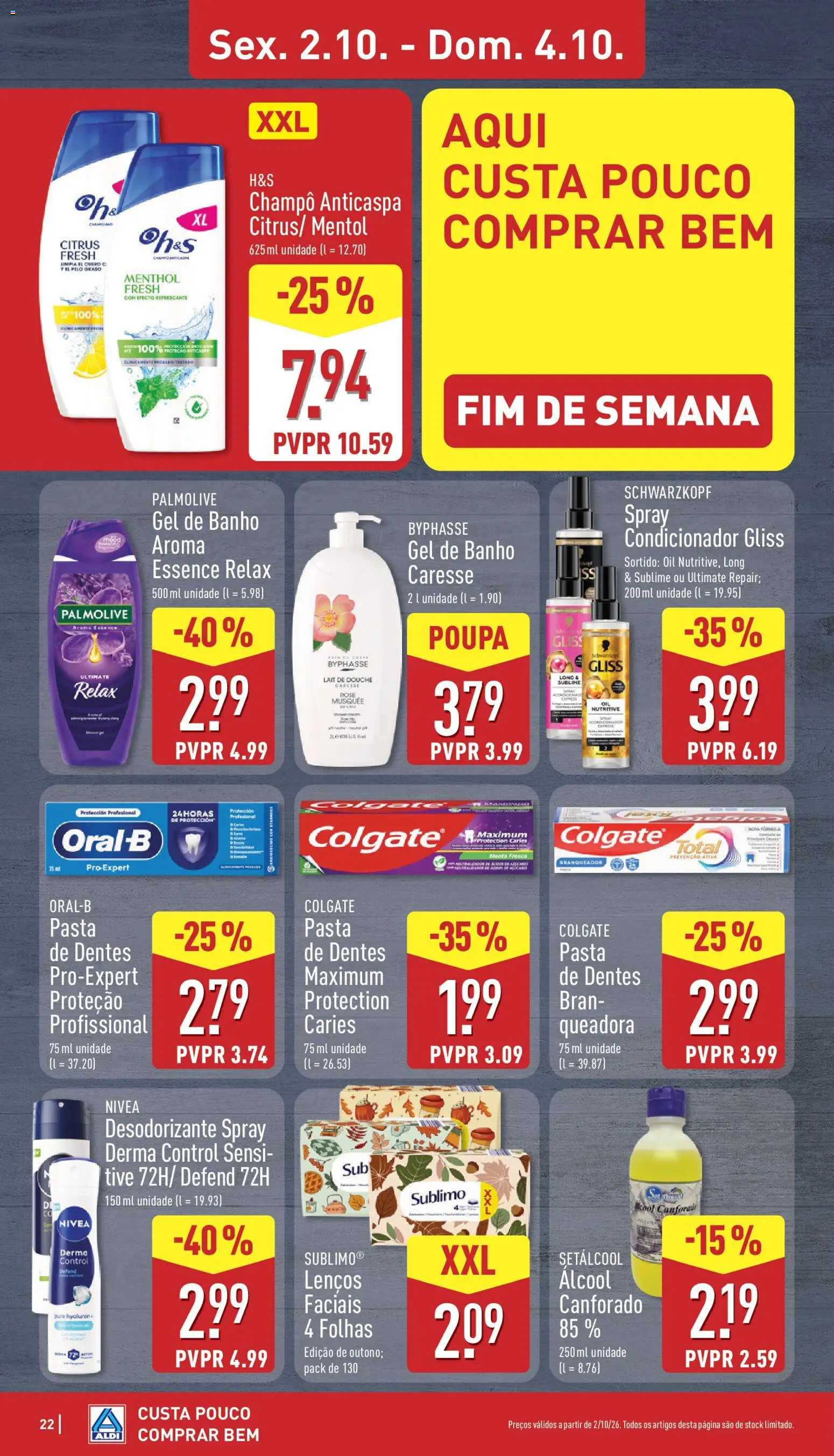 Aldi folheto │ válido de 28/09/2026 | Página: 22 | Produtos: Shampoo, Condicionador, Desodorizante, Banho