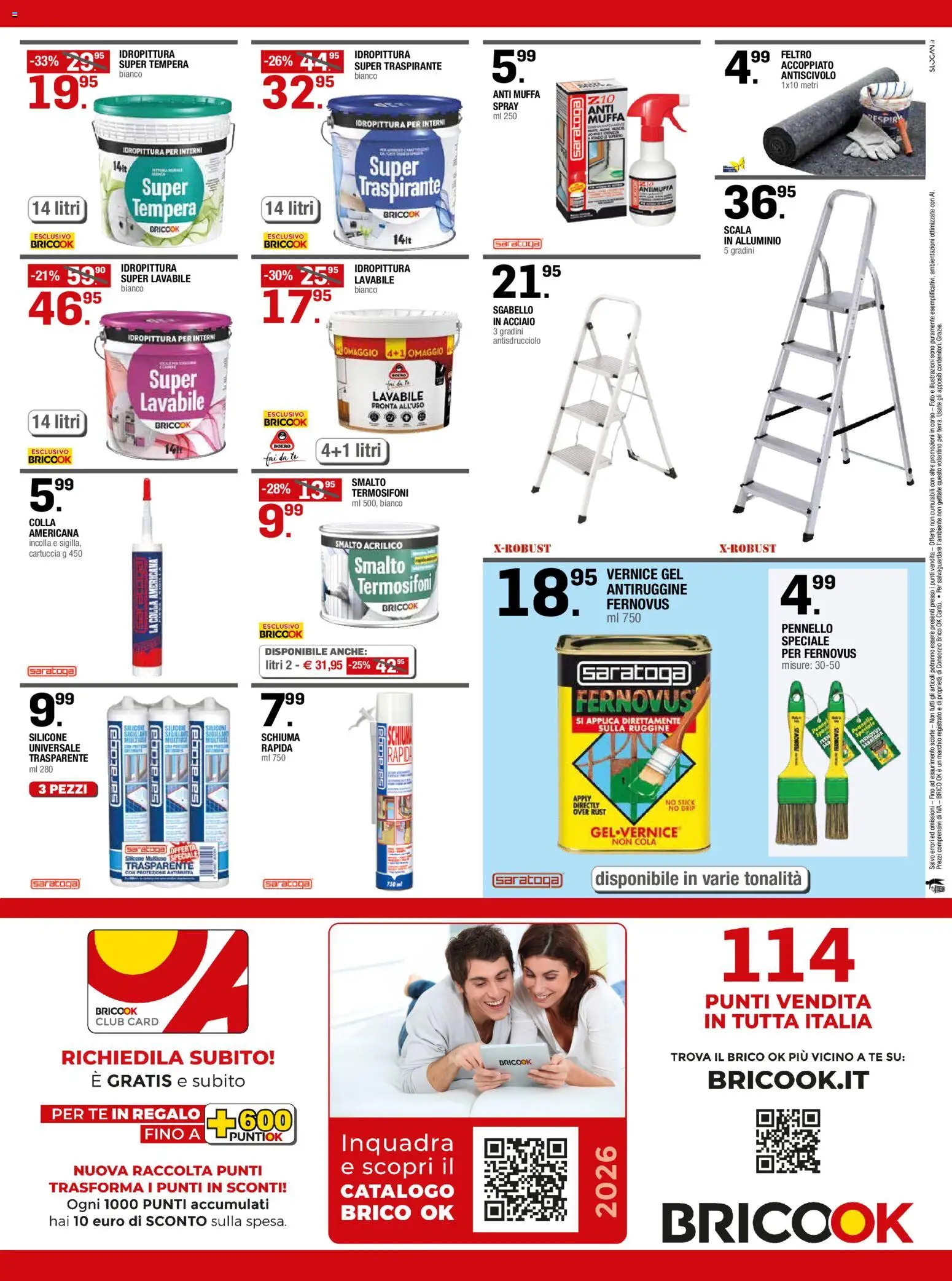 Volantino Brico OK del 10/09/2026 | Pagina: 8 | Prodotti: Schiuma, Tè, Pennello, Colla